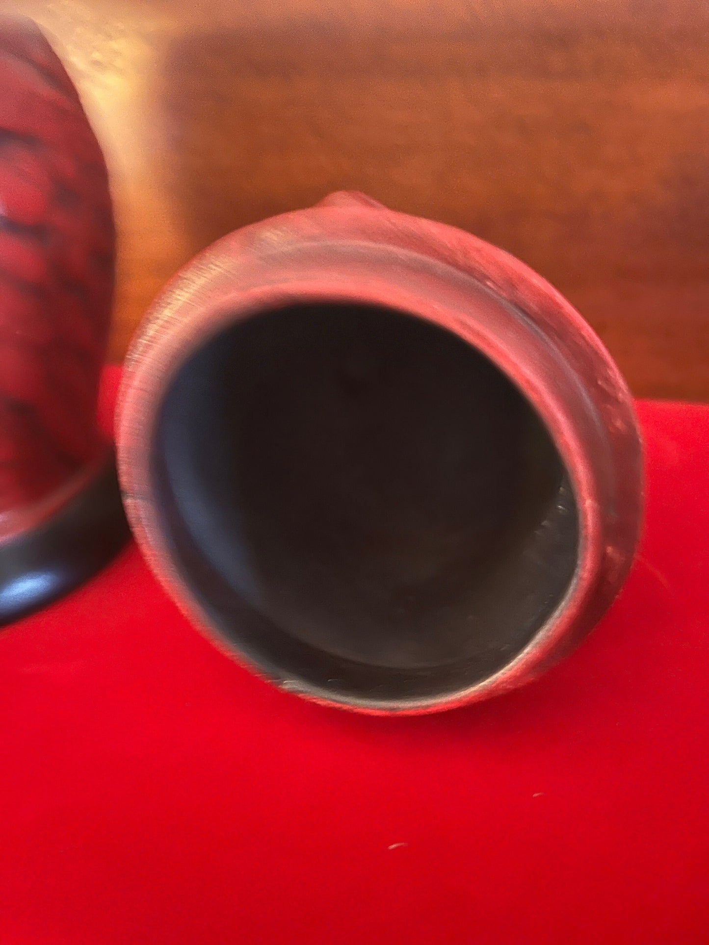 Vintage Red Ceramic Owl Jar: Removable Head Trinket Dish