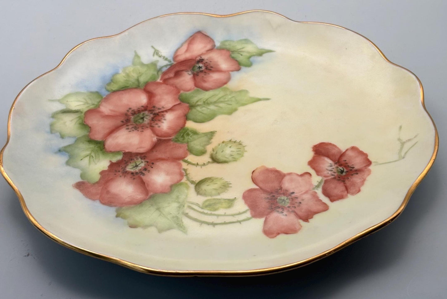 Antique Limoges Hand Painted Poppy Floral Plate, Lover Antiques and Vintage