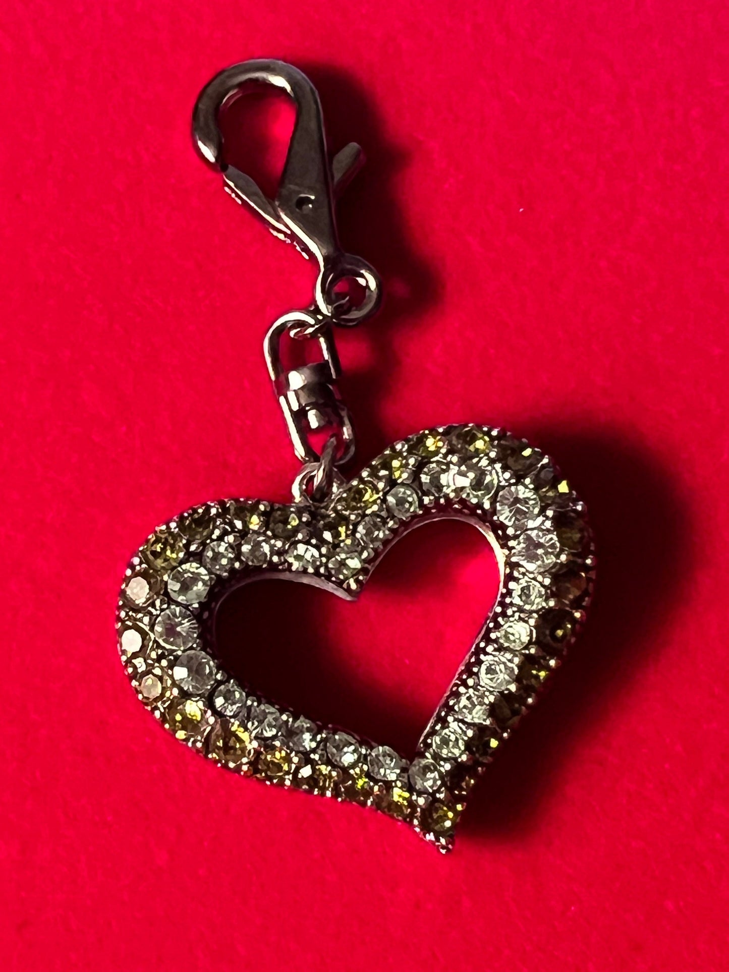 Vintage Silver Heart Pendant with Green Gems
