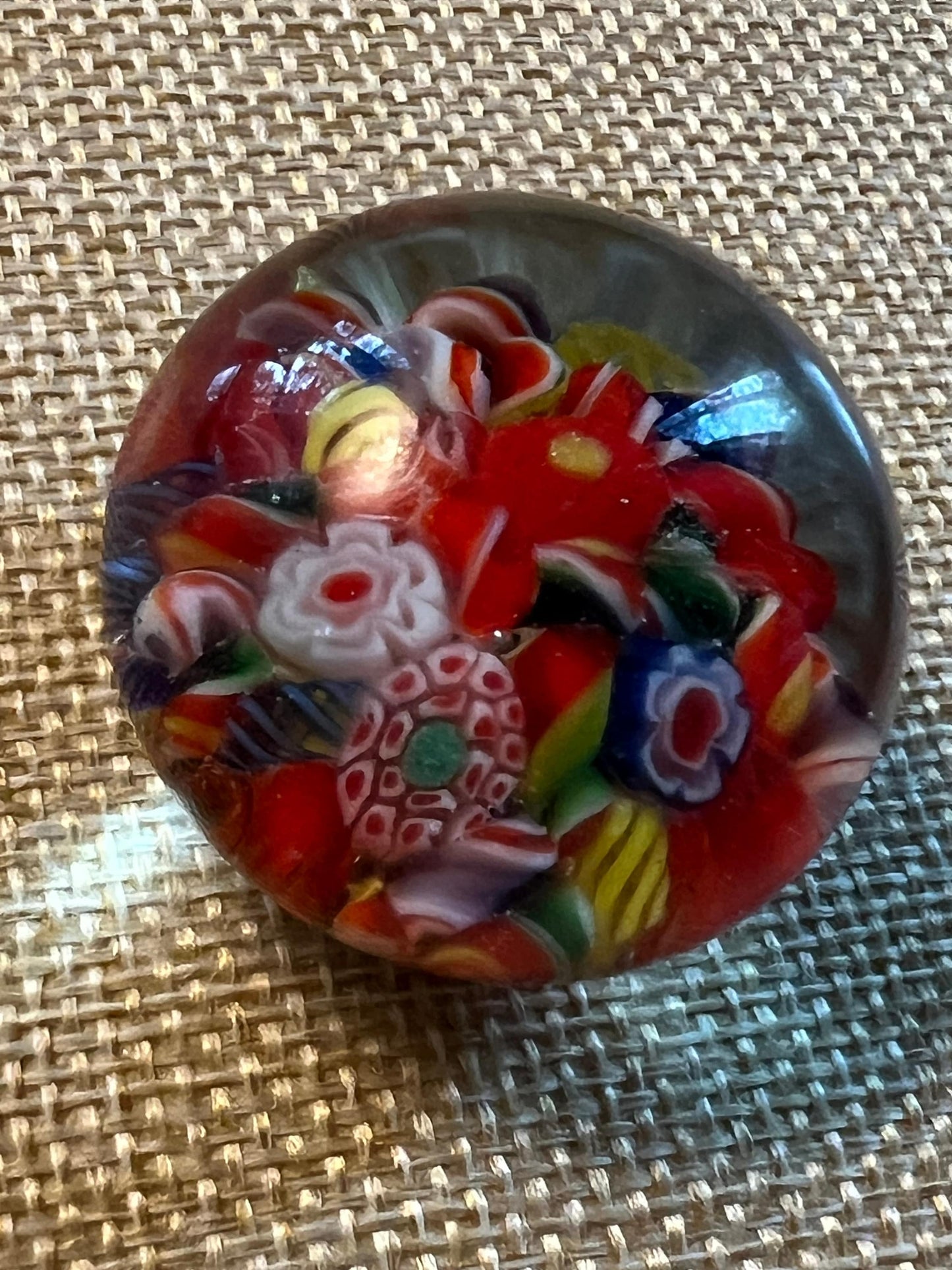 Vintage Murano Style Millefiori Art Glass Paperweight