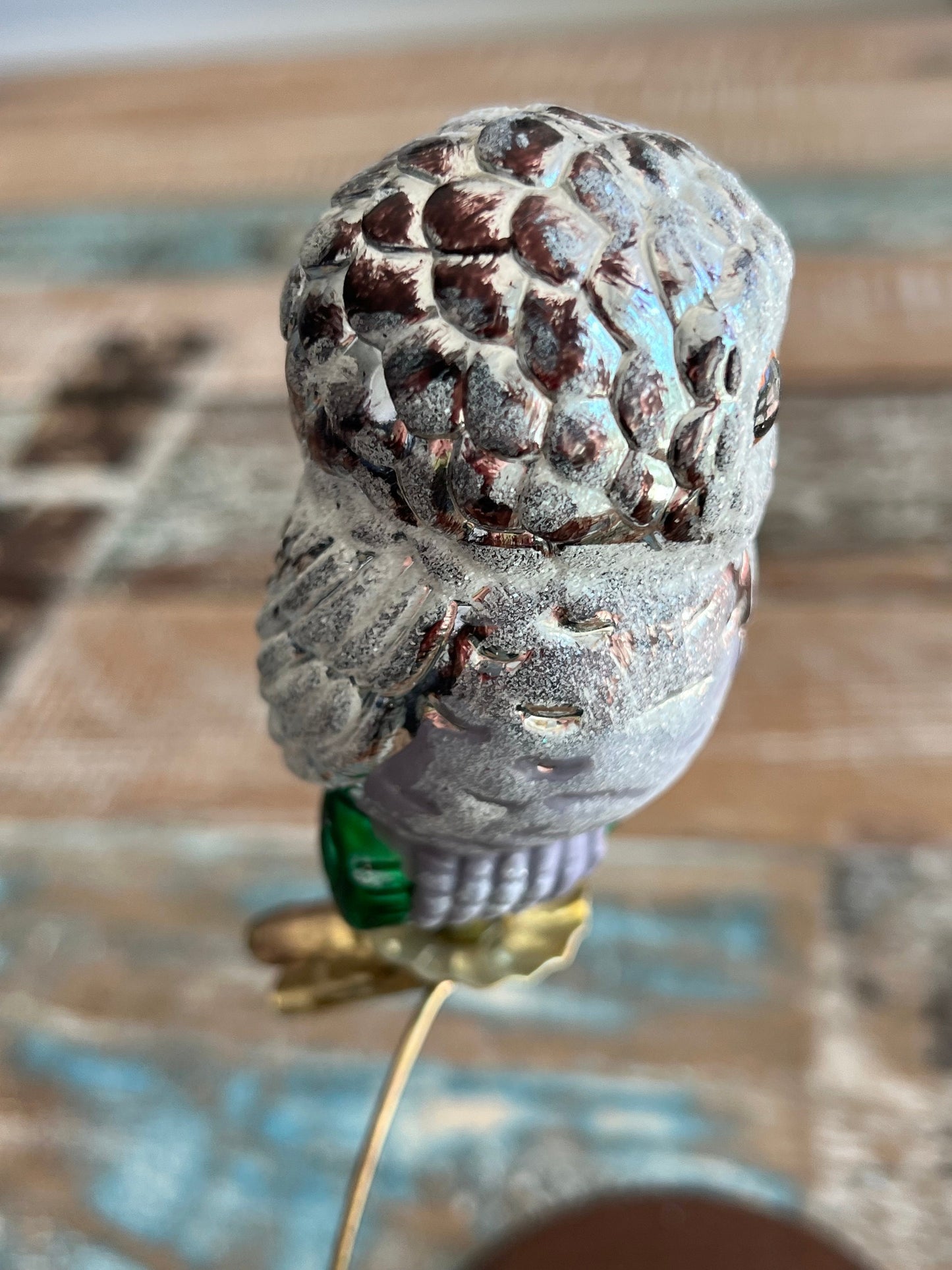 Vintage Owl Ornament, Glass Clip On, Christmas Holiday Retired Ornaments Lover Antiques and Vintage