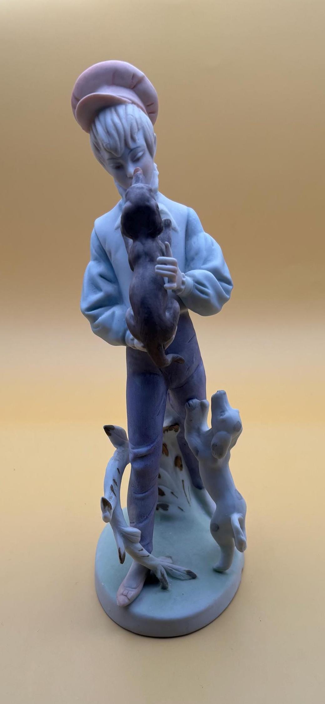 Vintage Lefton Boy with Dogs Porcelain Hand Painted Figurine Japanese Lover Antiques and Vintage