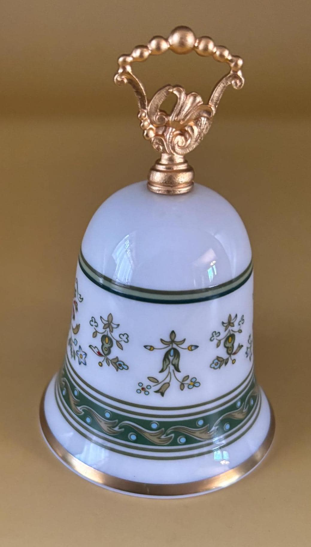 Vintage Danbury Mint Bell Green with Gold Gilding Lover Antiques and Vintage