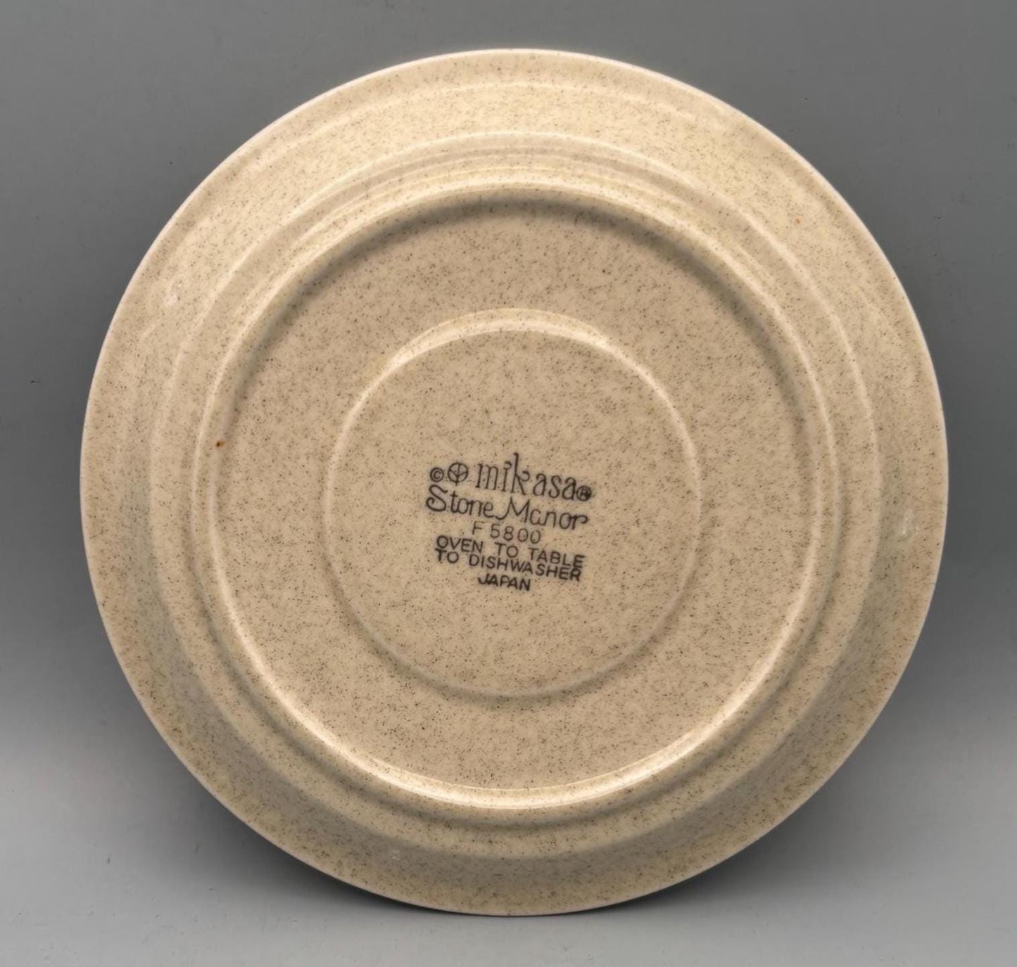 Vintage Mikasa Saucer Plate Stone Manor Stoneware F5800 Tan Speckle With Brown Trim Lover Antiques and Vintage
