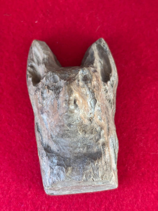 Vintage Hand Carved Wood Dog Head Sculpture Rustic Animal Figurine 3.5 Inch Wall Décor