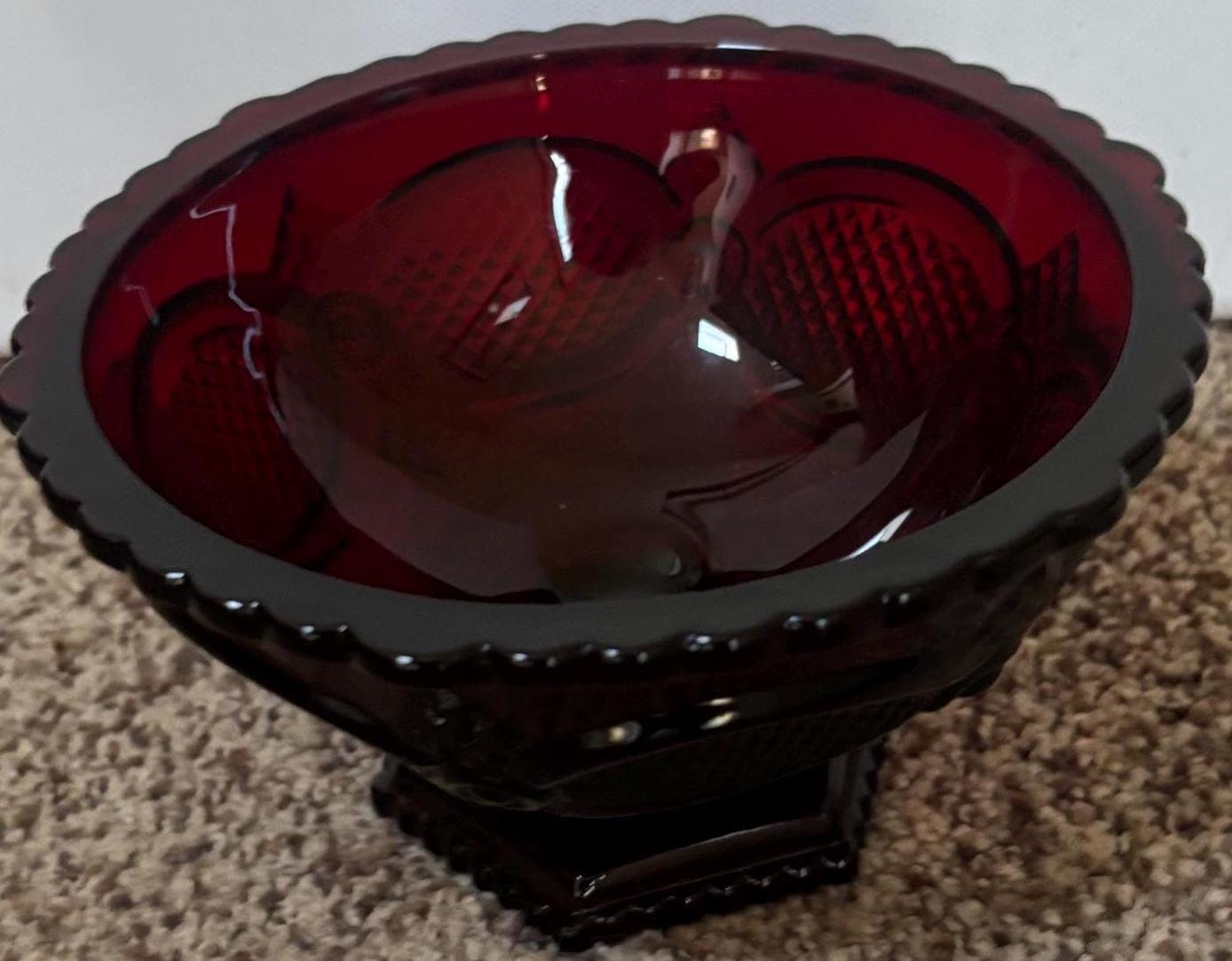 Avon Cape Cod Candy Dish Bowl Ruby Red Glass Lover Antiques and Vintage