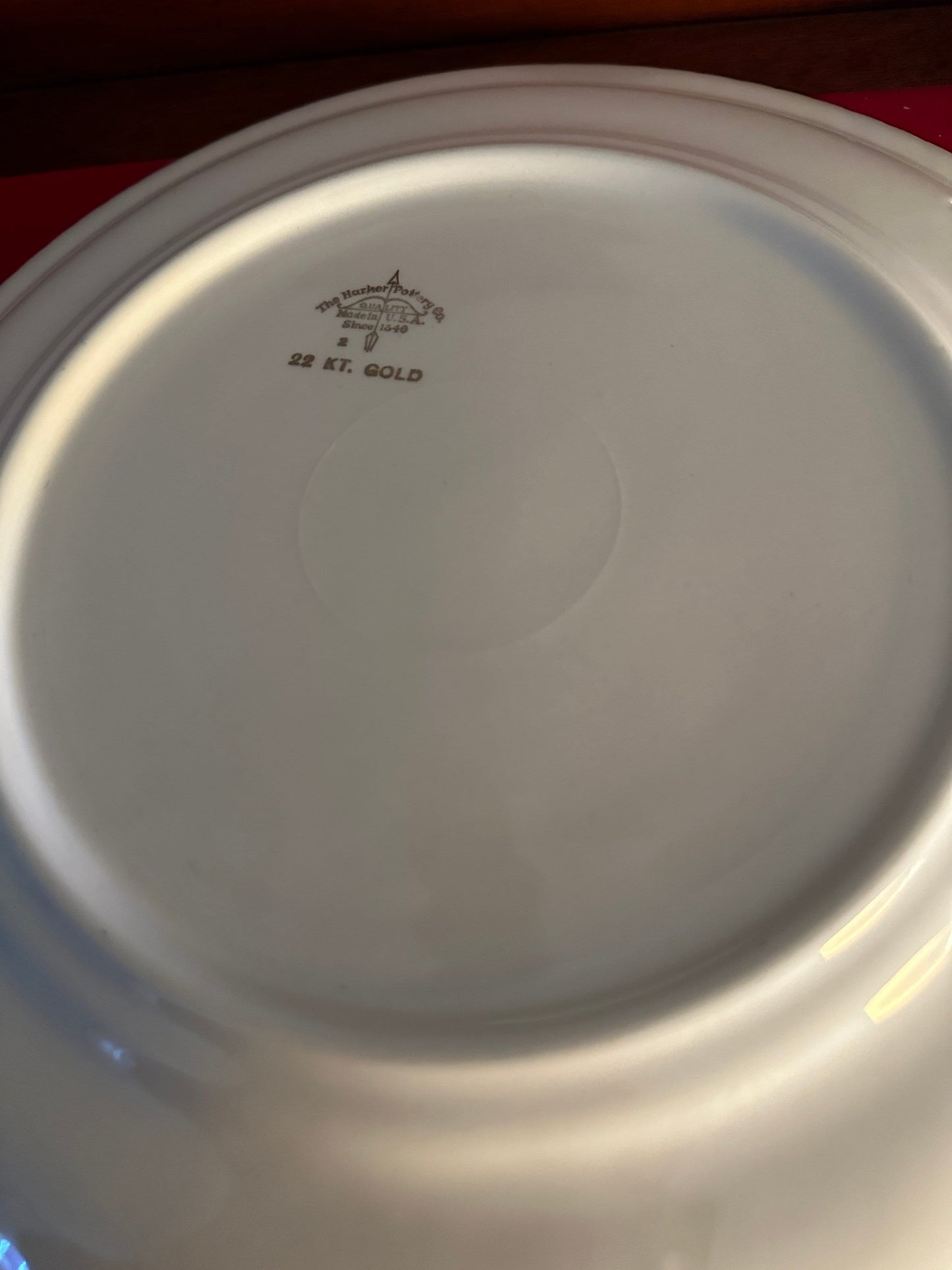Vintage Harker Pottery Plate: Gödel Victorian Courting Couple, 22K Gold