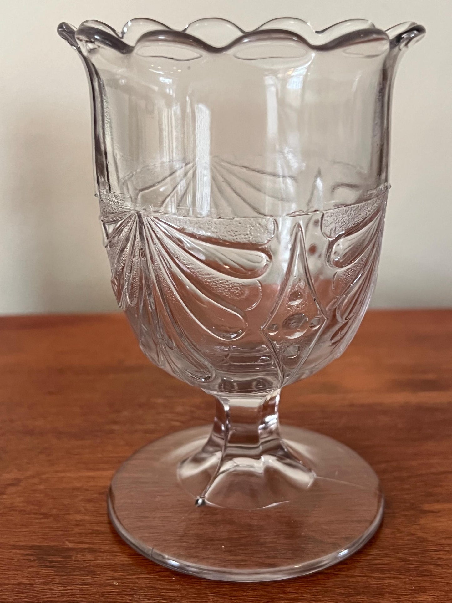 Vintage McKee Glass Wine Glass Water Cup Spooner 1880’s Fan with Diamonds Glass Art Lover Antiques and Vintage