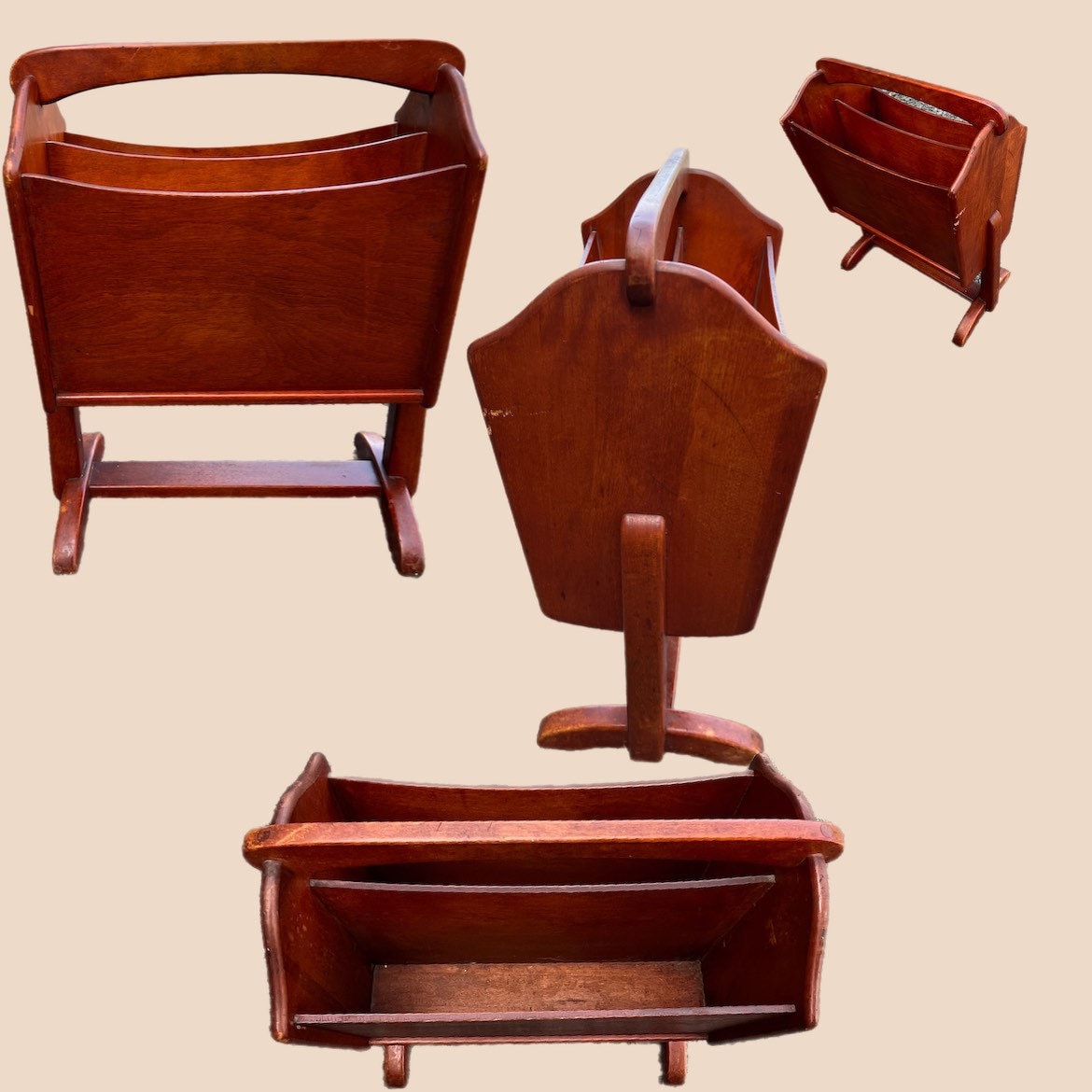 Vintage Maple Wood Magazine Rack Mag Stand Rustic Lake House Furniture