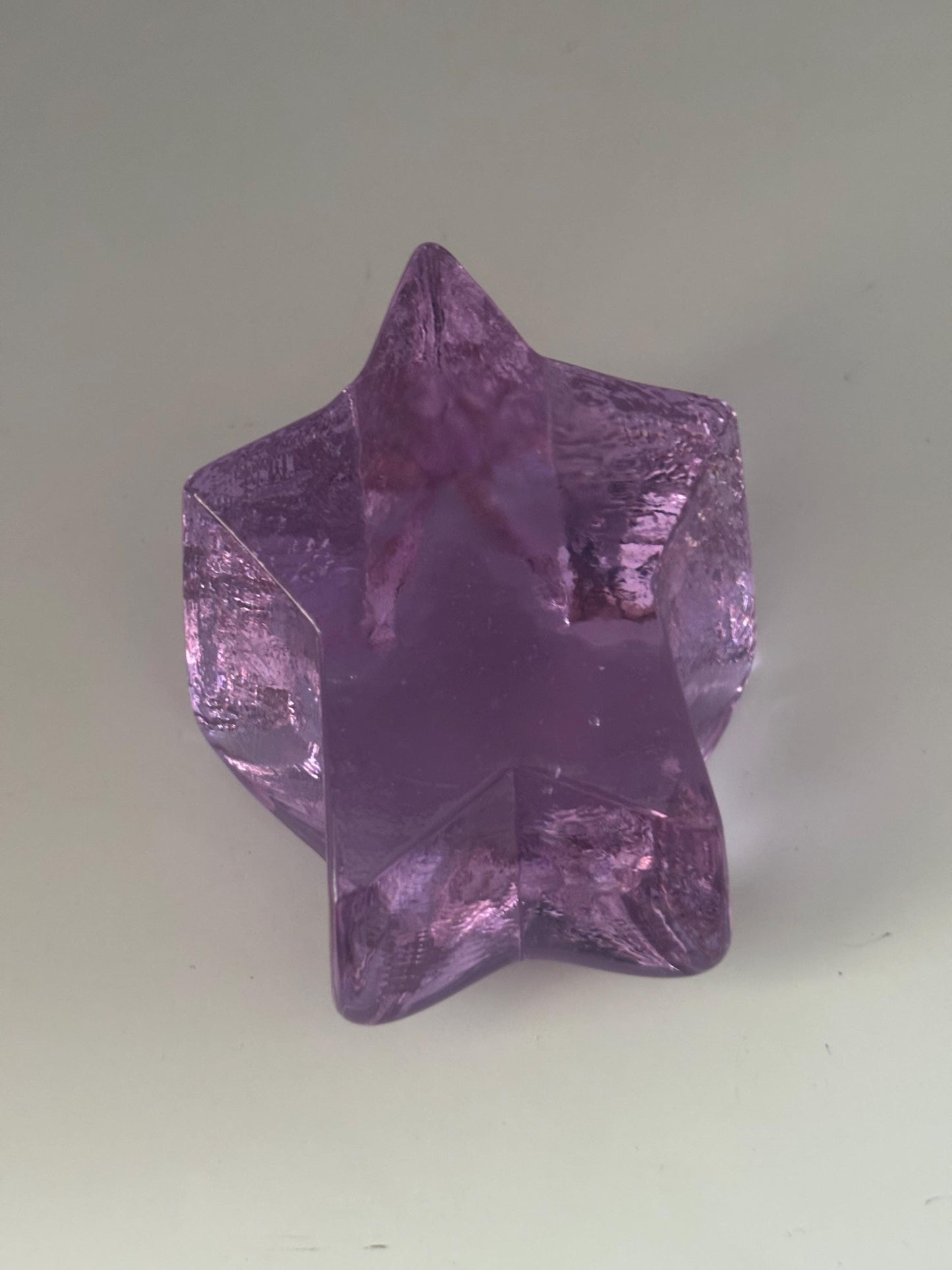 Fire and Light Recycled Lavender Glass Alexandrite Star Paperweight Neodymium Collectible