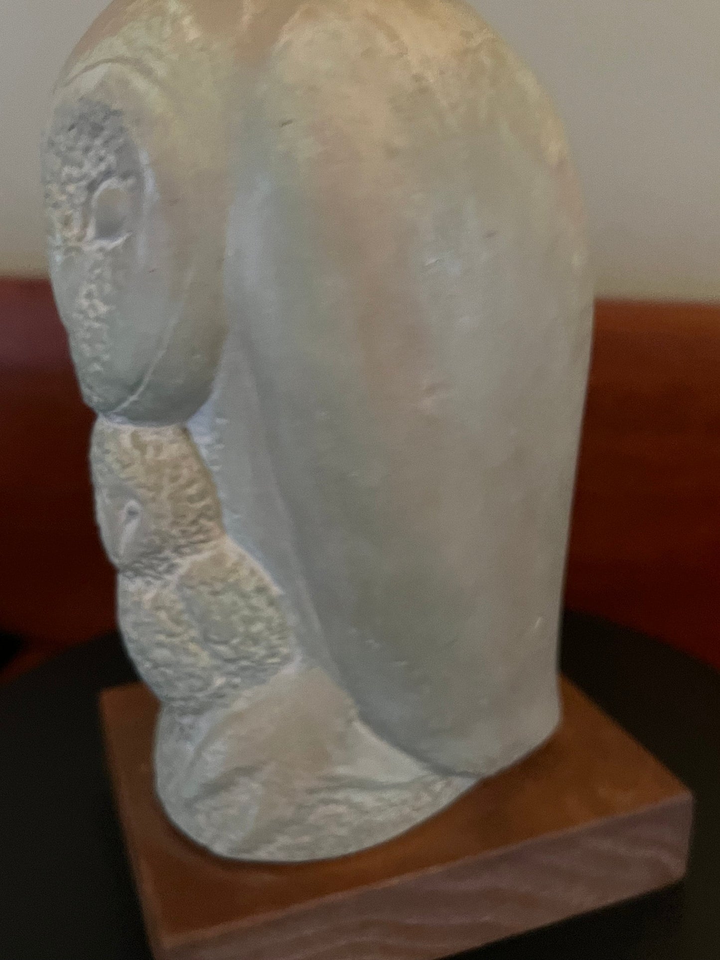 Vintage Grete Schiller Owl and Babies Statue, Alva Museum Replica Owl Figurine with wood base, Vintage