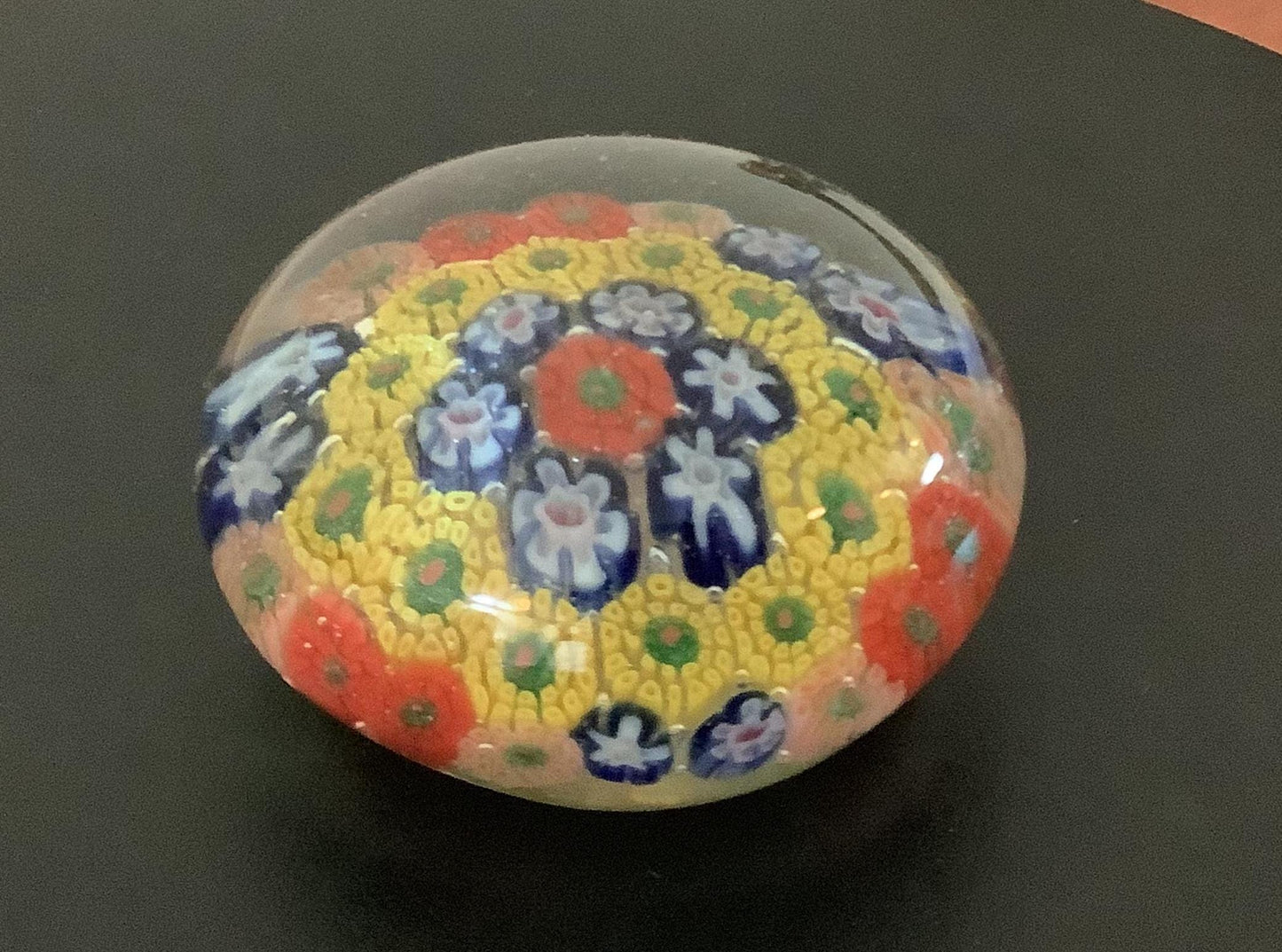 Vintage Millefiori Glass Paperweight: Floral Starburst Art