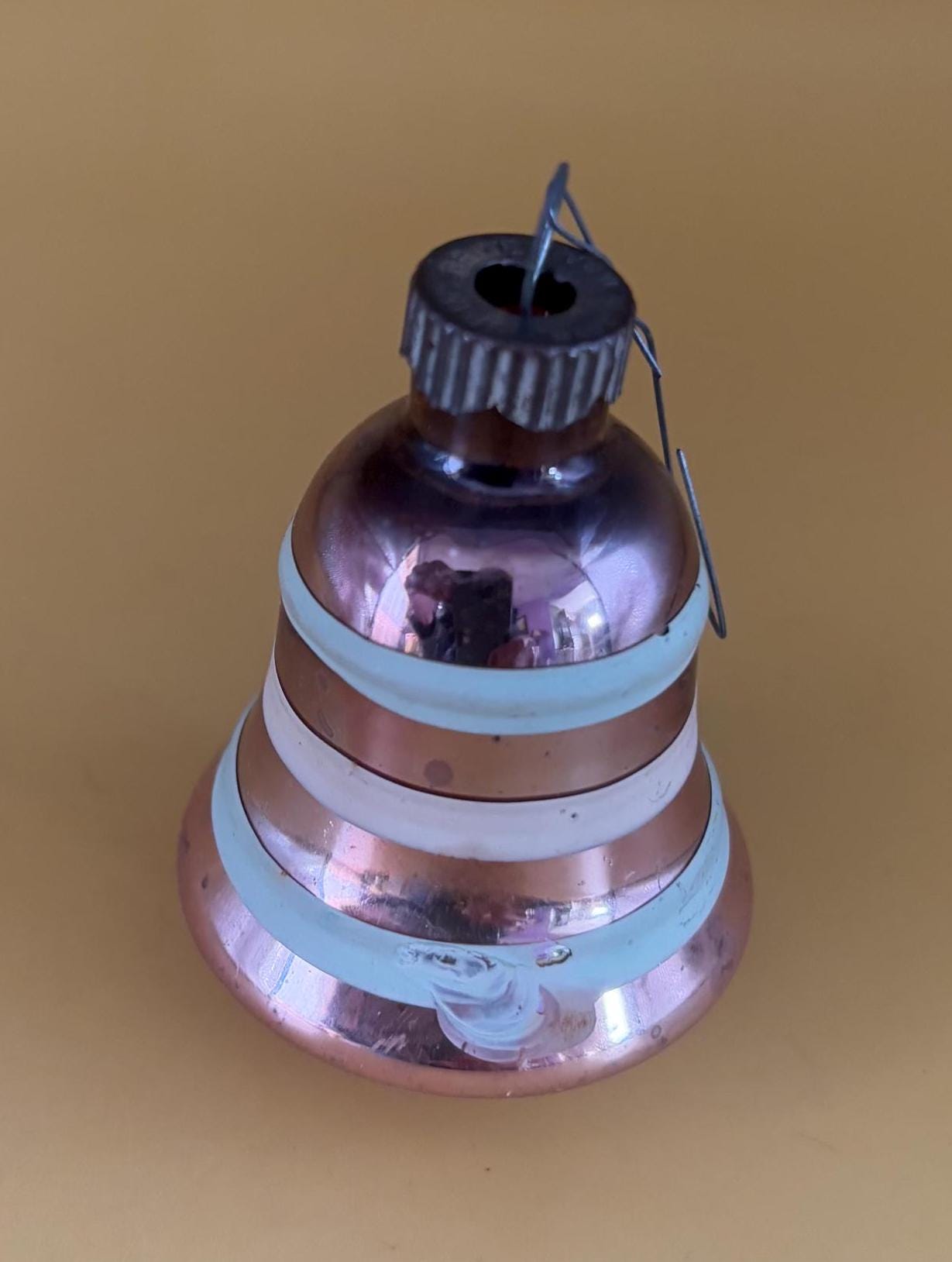 Shiny Brite Striped Bell Ornament Circle Circa 1940’s Lover Antiques and Vintage