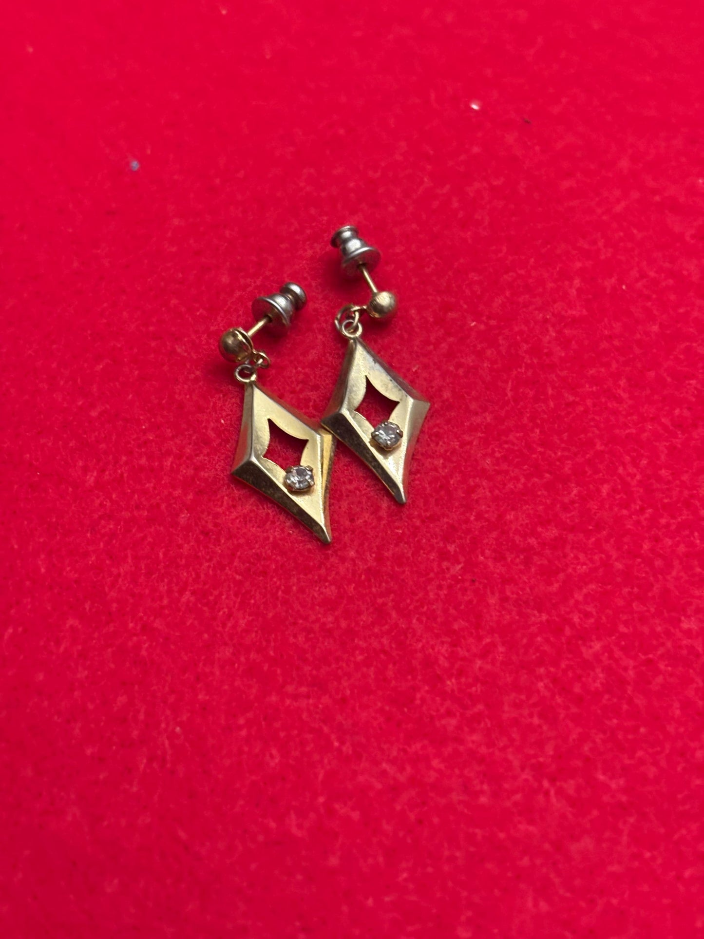 Vintage Diamond Shaped Gold Earrings, Lover Antiques and Vintage