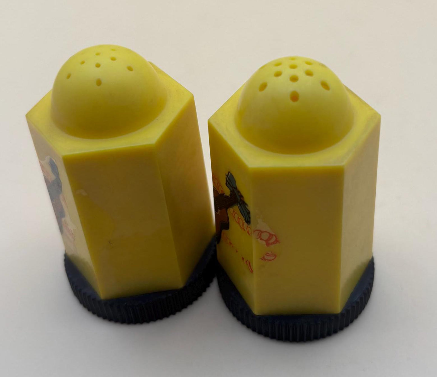 Vintage Mid Century Retro Yellow Salt & Pepper Shakers with Guitar Design Lover Antiques and Vintage