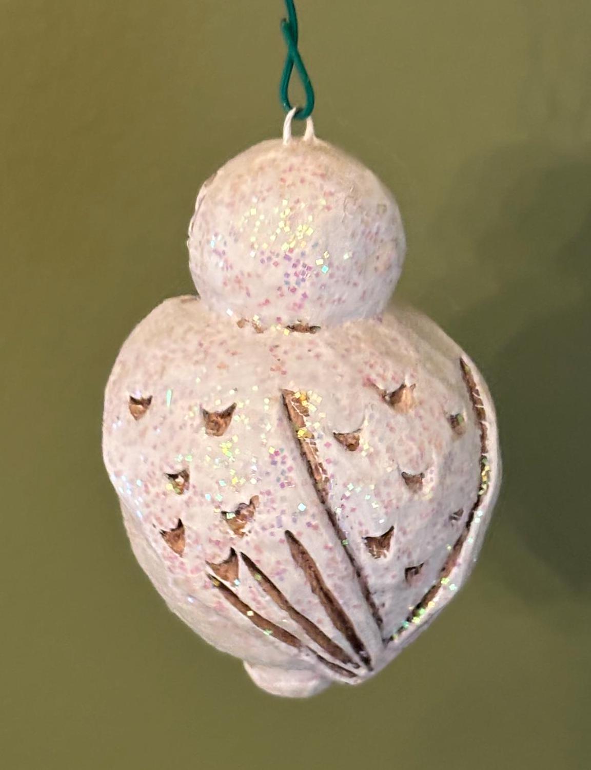 Owl Ornament Figurine | White Resin Owl with Glitter Detailing, Gift for Her, Hallmark Style Holiday Decor