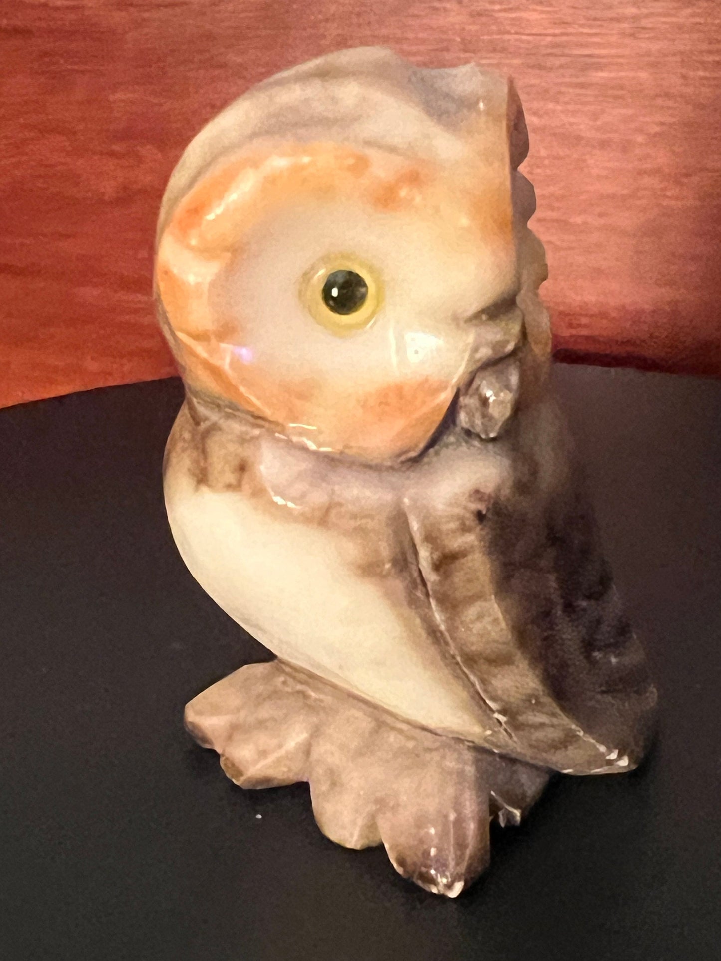 Vintage Alabaster Stone Owl Figure - Made in Italy