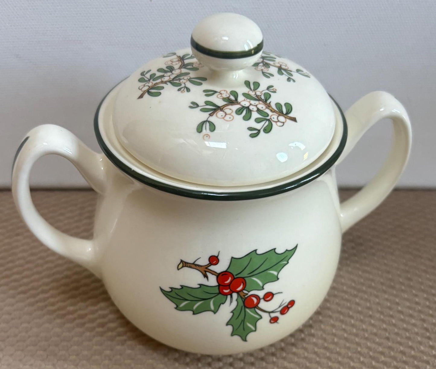 Vintage Christmas Tree Sugar Bowl with Lid by Cuthbertson Made in England Double Handle Sugar Dish Lover Antiques and Vintage