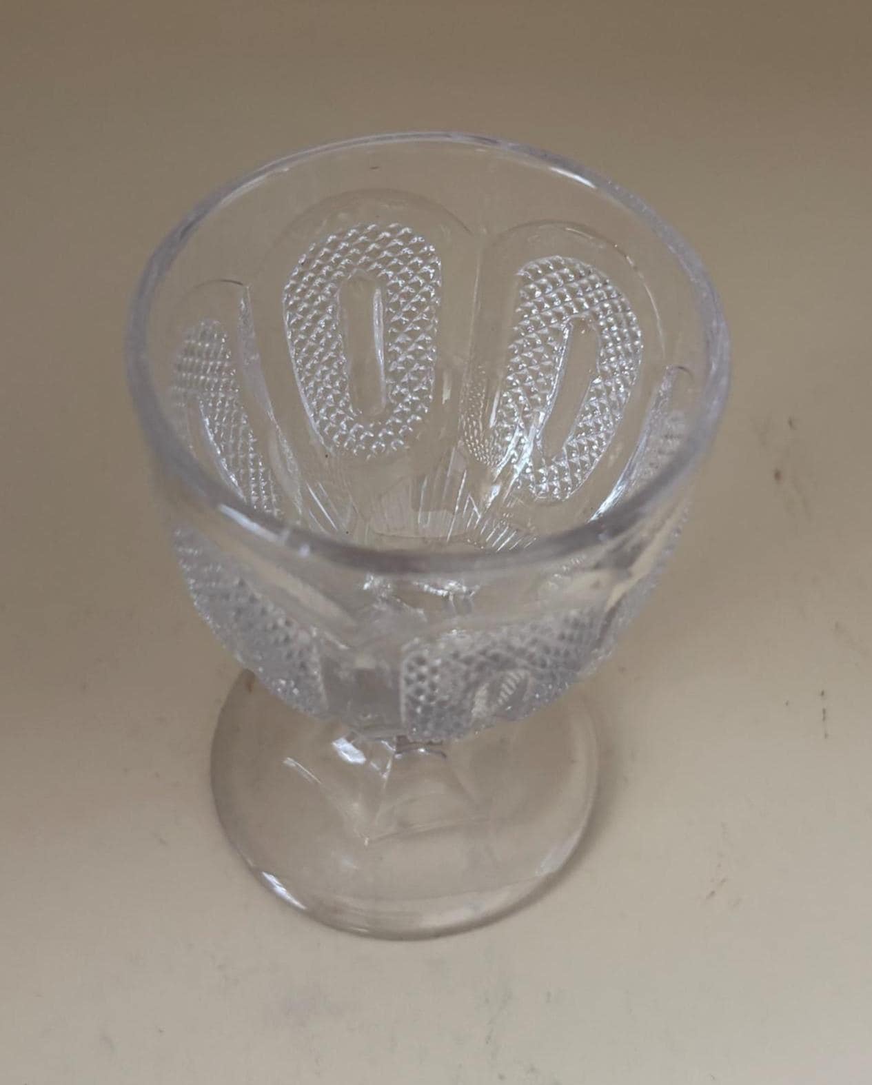 Antique Hobbs Brockunier Glass Goblet, Buckle Design Glass Goblets, Lover Antiques and Vintage
