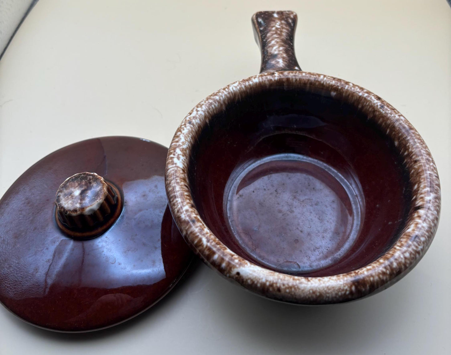 Vintage Hull Oven Proof Usa Brown Drip Soup Bowl With Handle Lover Antiques and Vintage