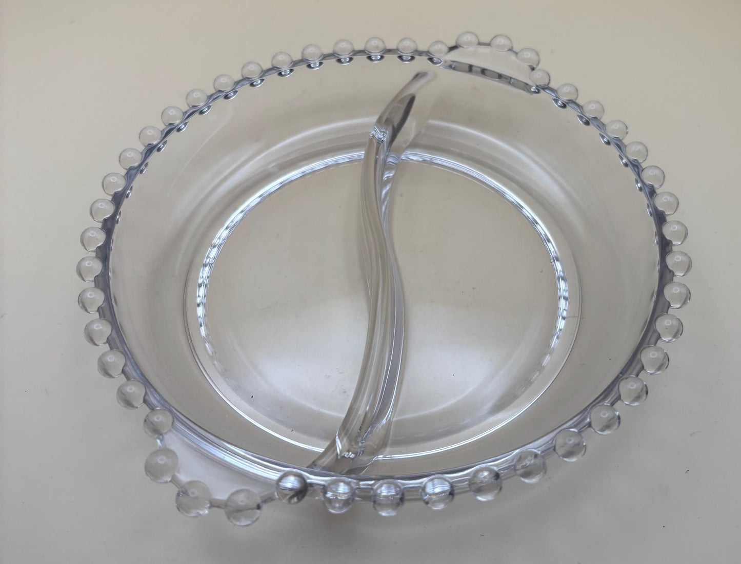 Antique Candlewick Beaded Divided 2 Part Relish Glass Bowl Divided Glass Dish Lover Antiques and Vintage