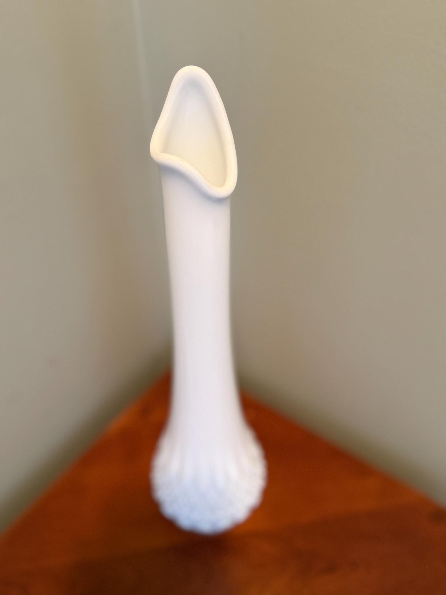 Vintage Fenton Milk Glass White Swung Vase Olde Virginia Glass OVG Glass Art Lover Antiques and Vintage