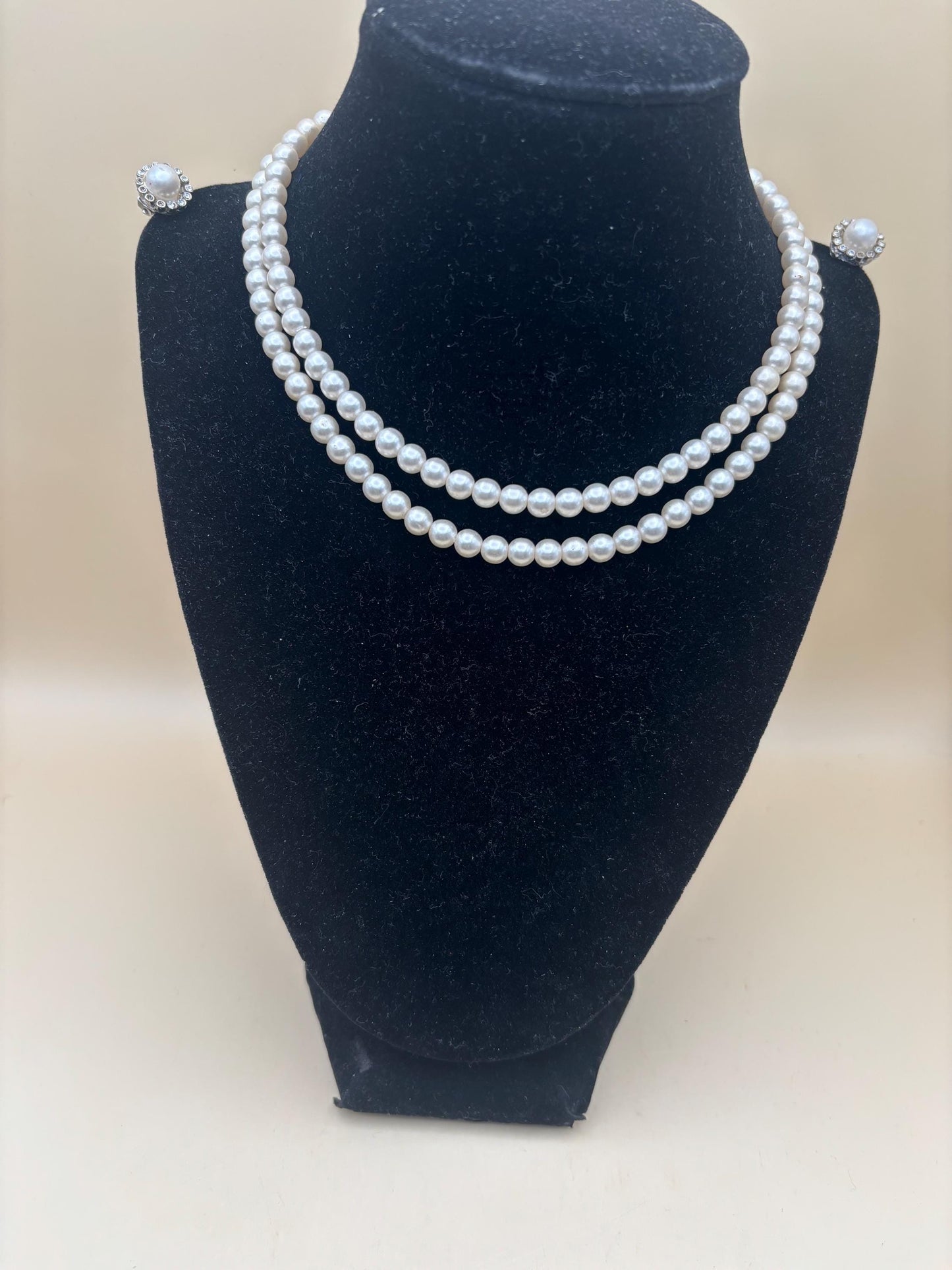 Vintage Double Strand Pearl Necklace from Japan Multi Layered Stone Choker Necklace Lover Antiques and Vintage