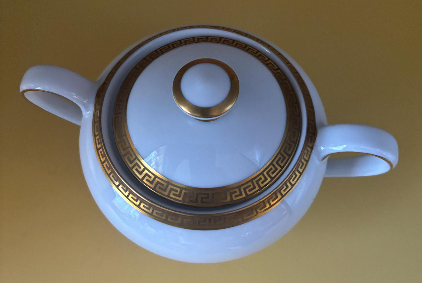 Vintage Treasure Chest German Porcelain Sugar Bowl with Lid, Double Handle, Gold Gilded, Antique Sugar Dish, Collector's Item