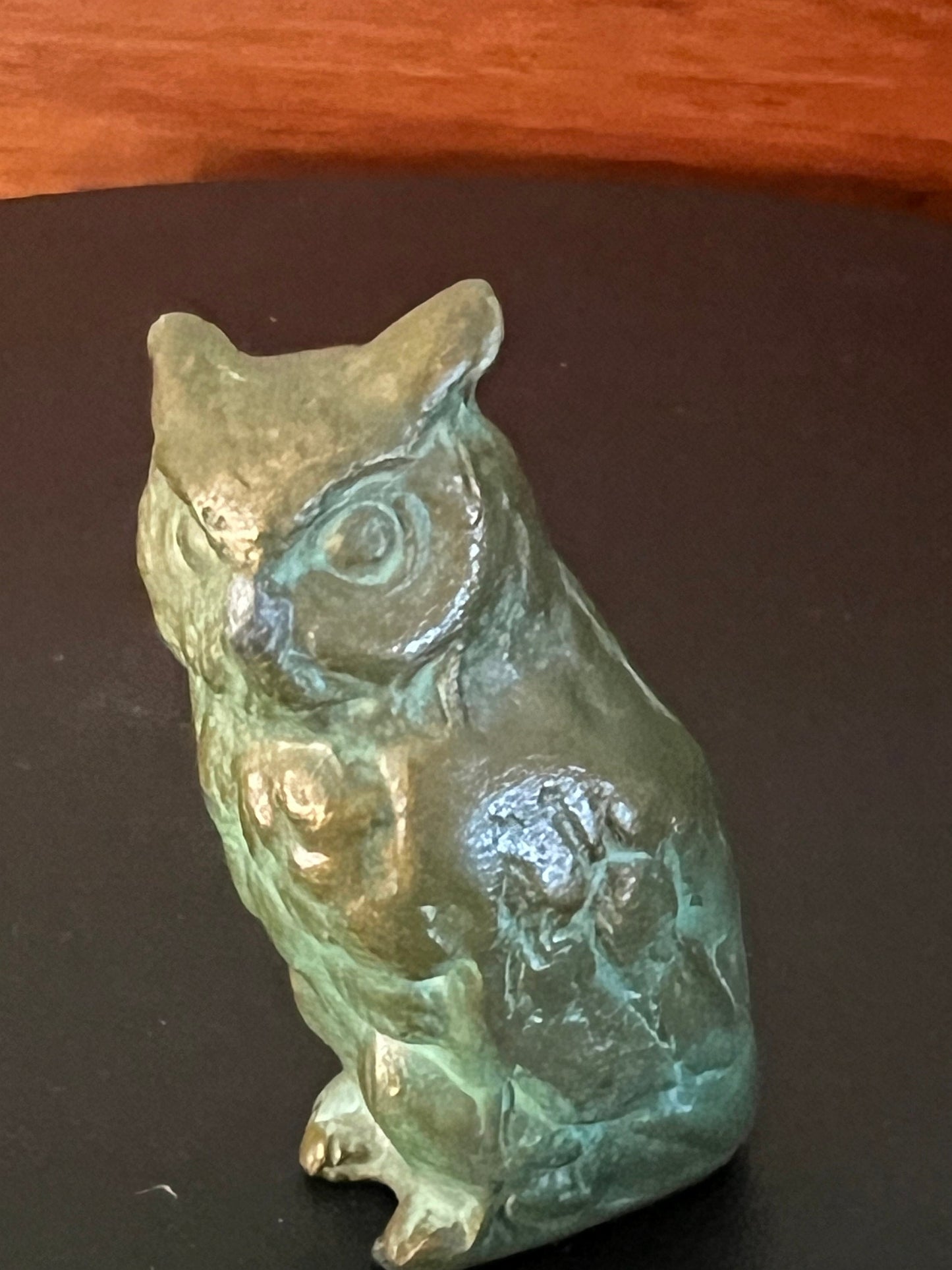 Antique Bronze Mini Owl Figurine, with Original Patina, Old Owl Figure, Lover Antiques and Vintage