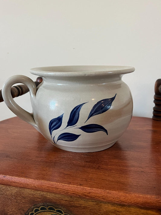 Vintage Williamsburg Salt Glazed Pottery Pitcher with Cobalt Blue Flower Design Lover Antiques and Vintage