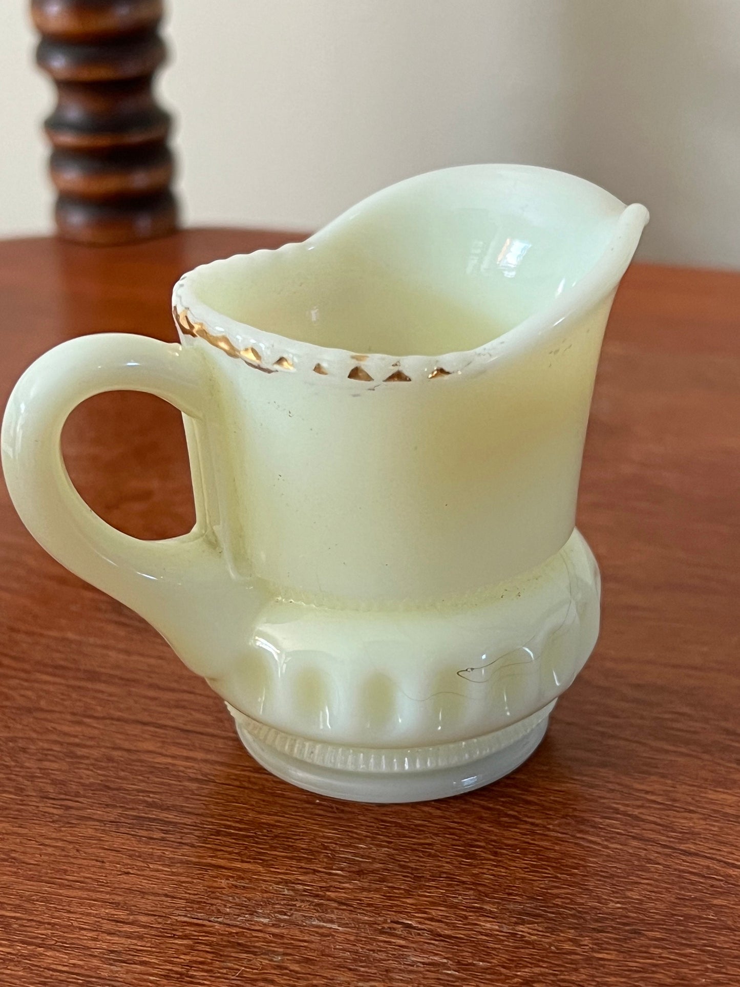 Vintage Heisey Uranium Glass Mini Pitcher: Richmond, Maine Souvenir