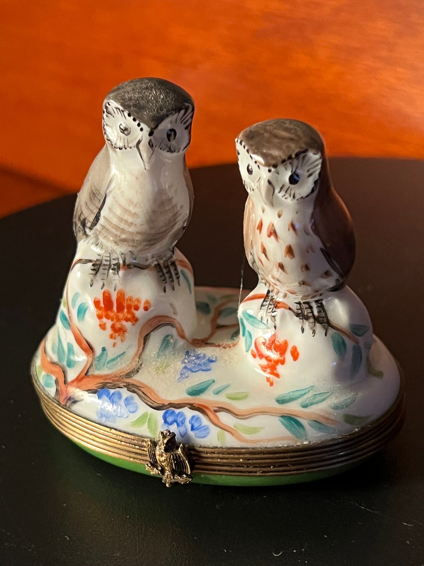 Vintage Limoges Owl Trinket Box: Chamart Peint Main France