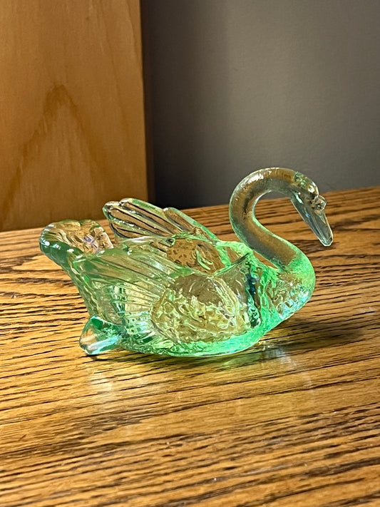 Vintage Uranium Glass Cambridge Glass Green Swan Glows Lover Antiques and Vintage