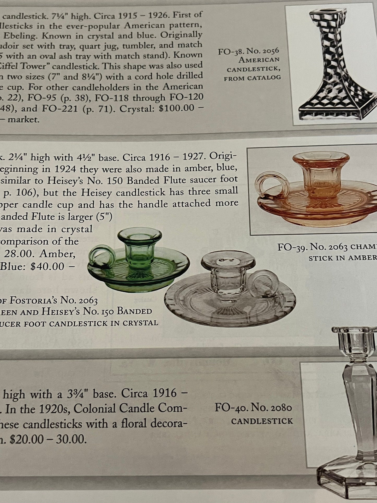 Glass Candlestick Book Volume 2: Fostoria to Jefferson, Identification & Value Guide