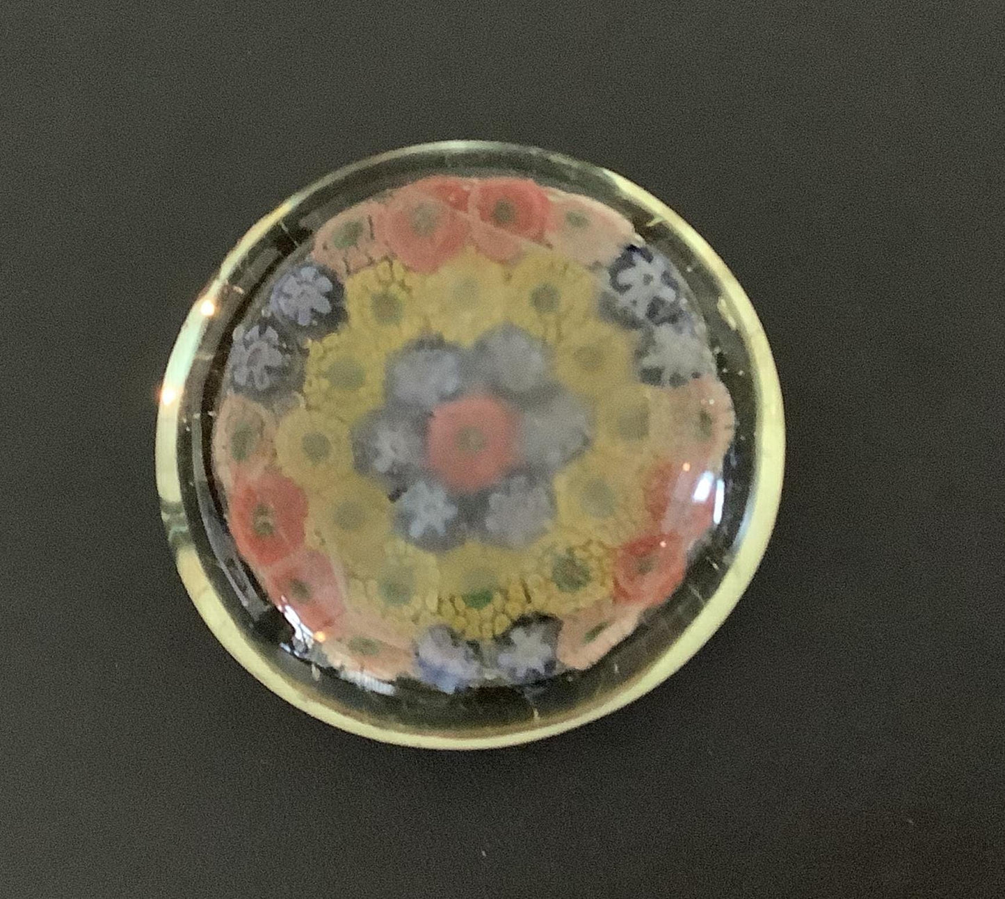 Vintage Millefiori Glass Paperweight: Floral Starburst Art