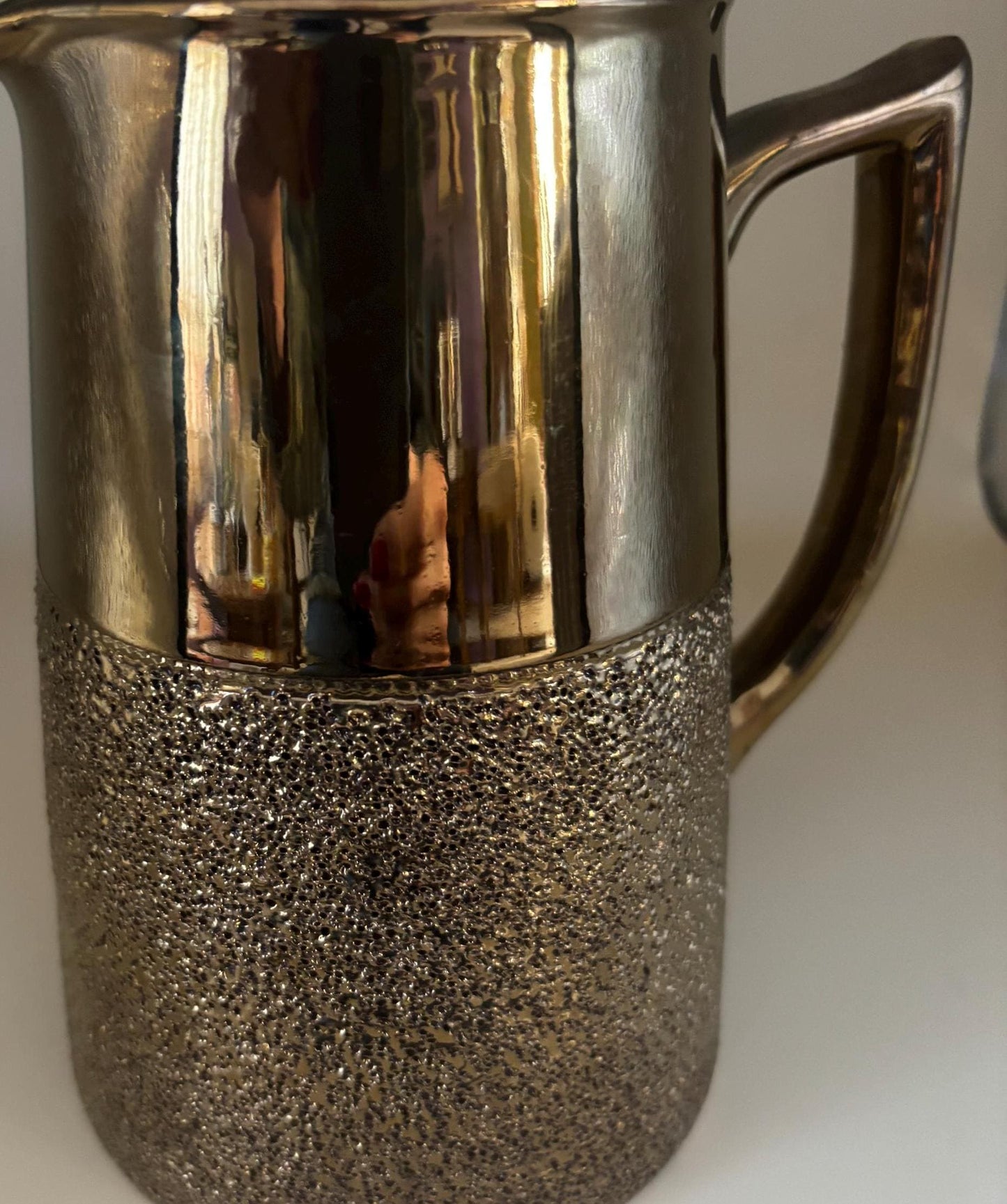 Vintage Gold Over Copper Pitcher Metal Pitcher with Cool Design Lover Antiques and Vintage