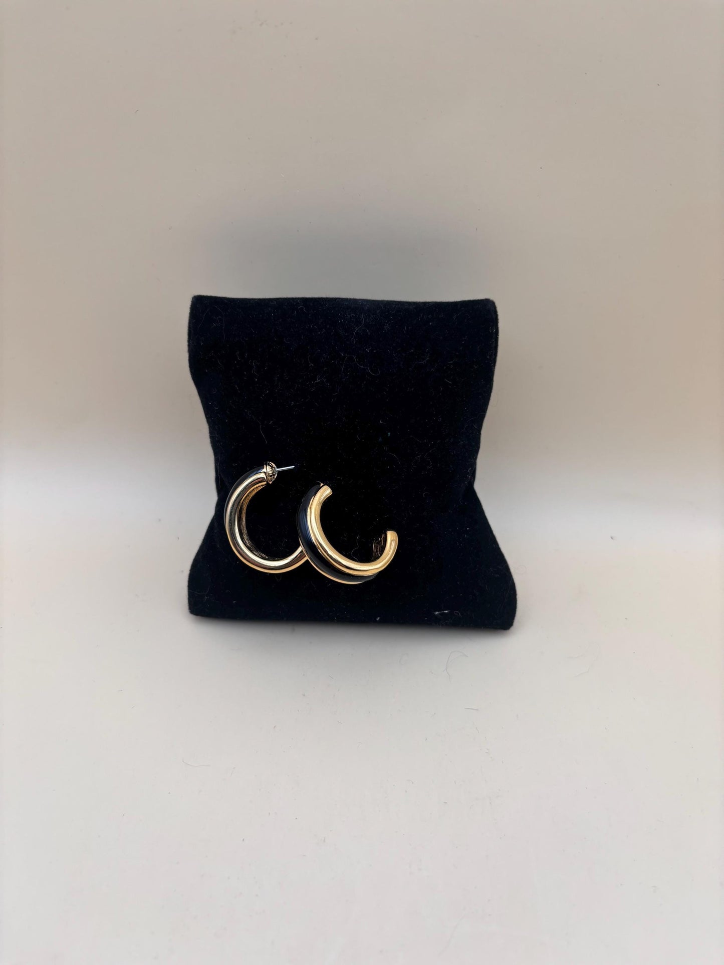 Vintage Monet Gold & Black Hoop Earrings Lover Antiques and Vintage