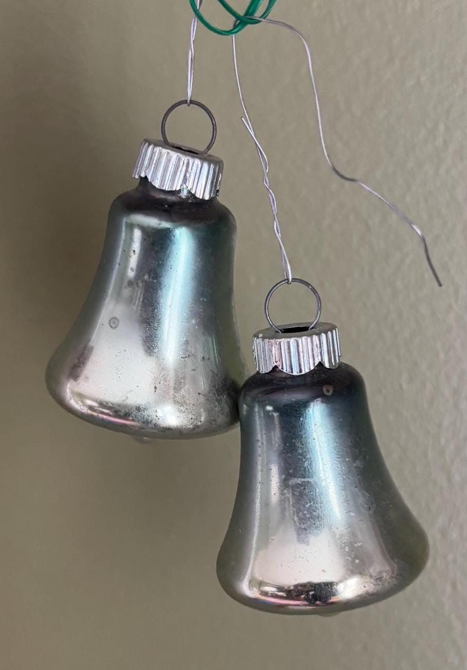 Vintage Shiny Brite Striped Bell Ornament Circa 1940’s Lover Antiques and Vintage
