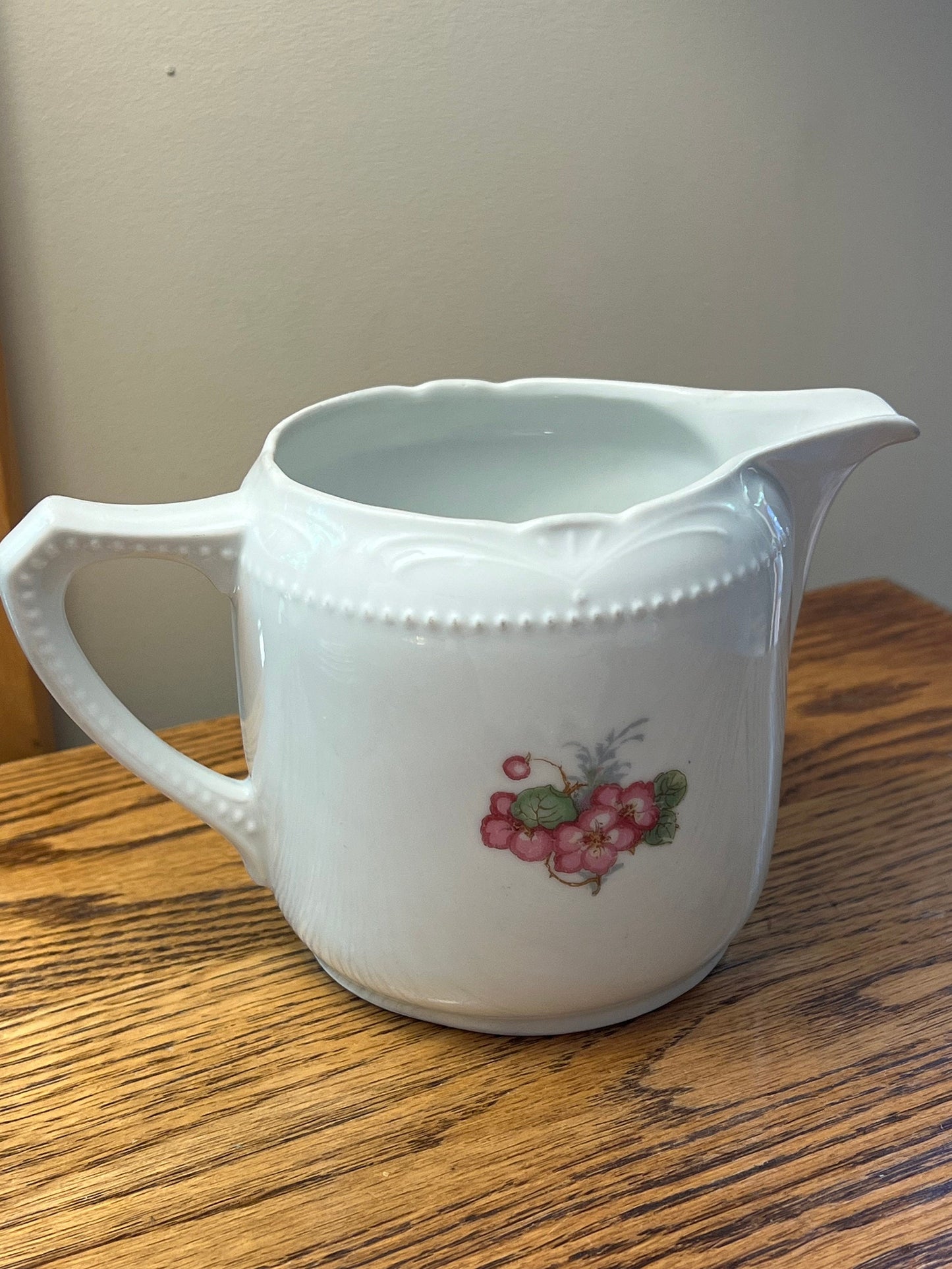 Vintage White Porcelain Peacock and Berries Pitcher Made in Germany Lover Antiques and Vintage