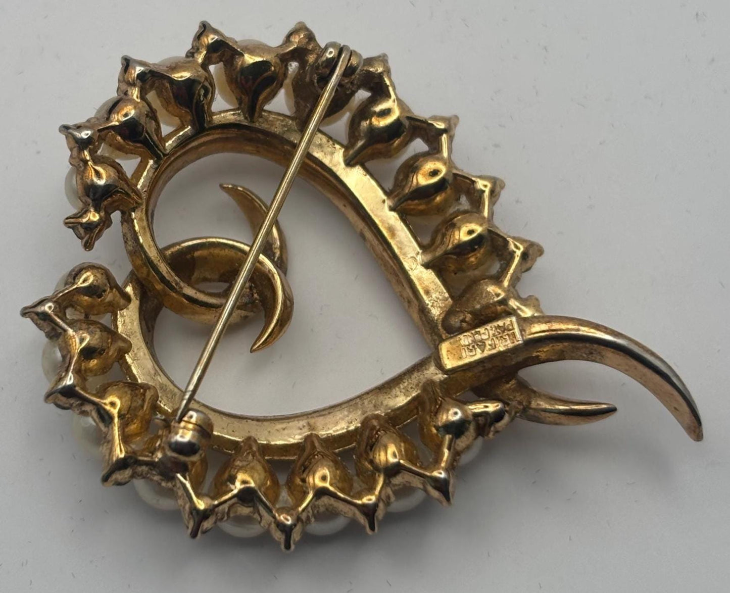 Crown Trifari Heart Brooch by Alfred Philippe, Skylark Romantic Heart Series