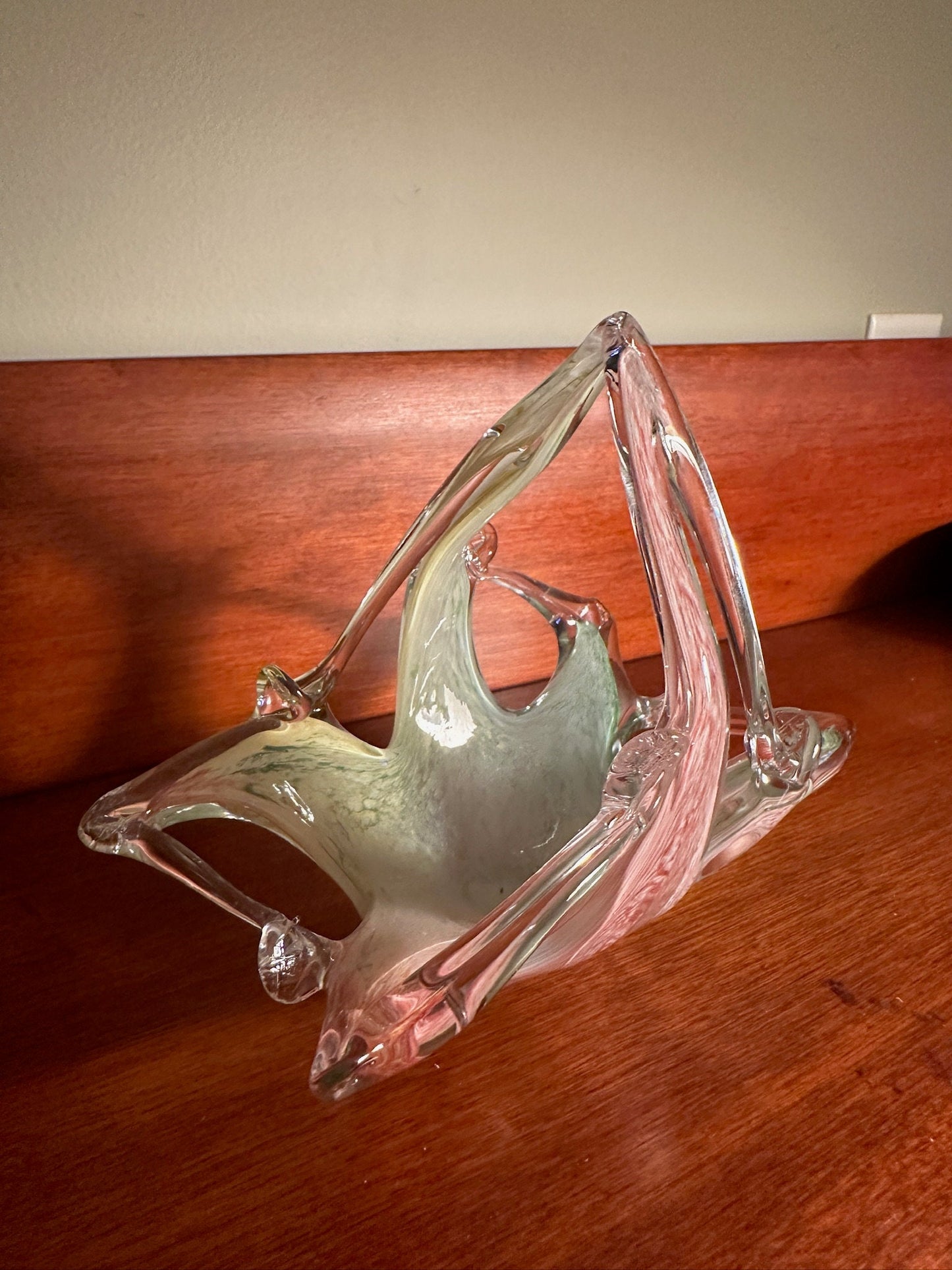 Vintage Murano Art Glass Bowl by Lavorazione: Pink, Blue, Green