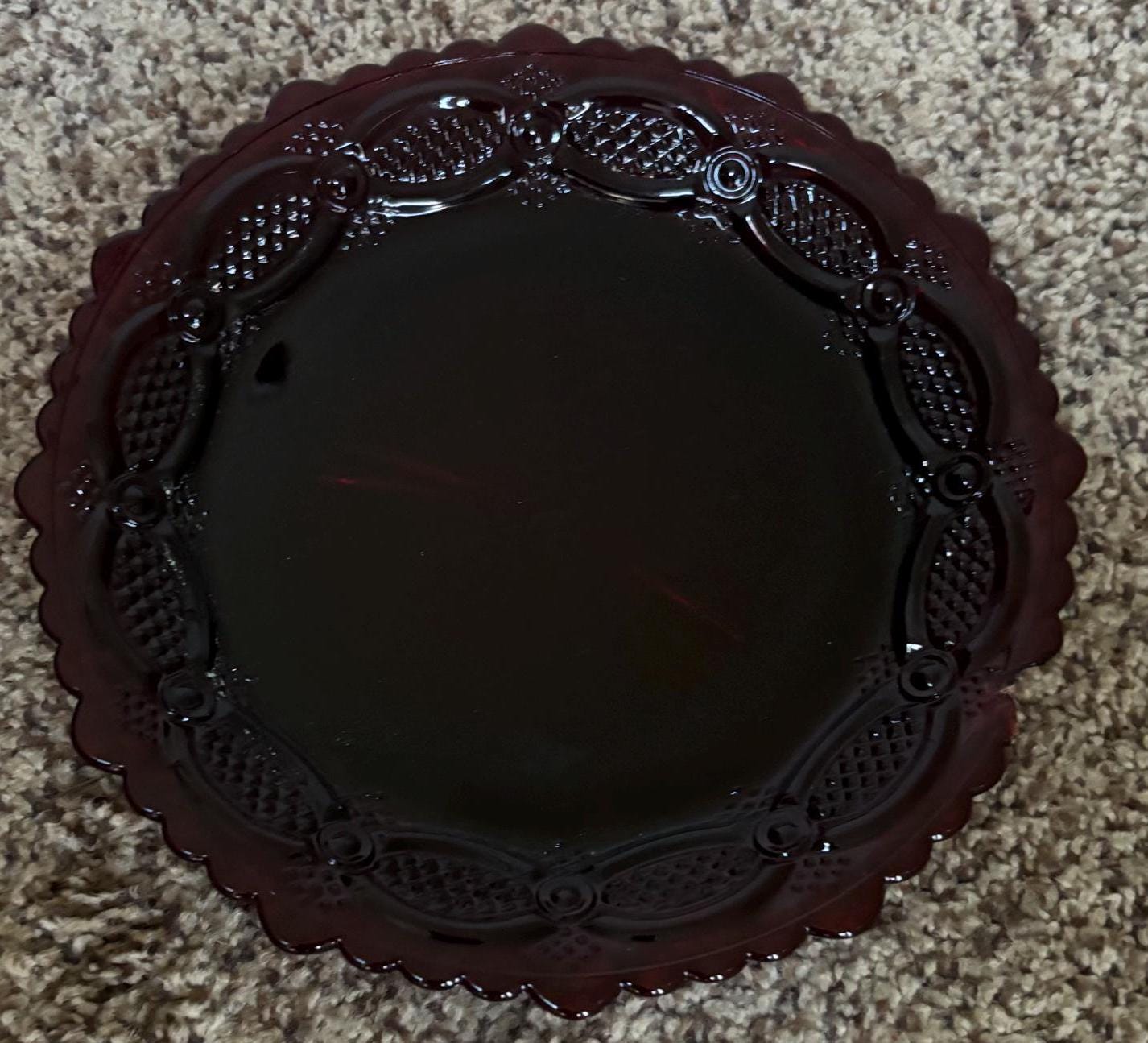 Avon Cape Cod Dessert Plate Ruby Red Glass Lover Antiques and Vintage