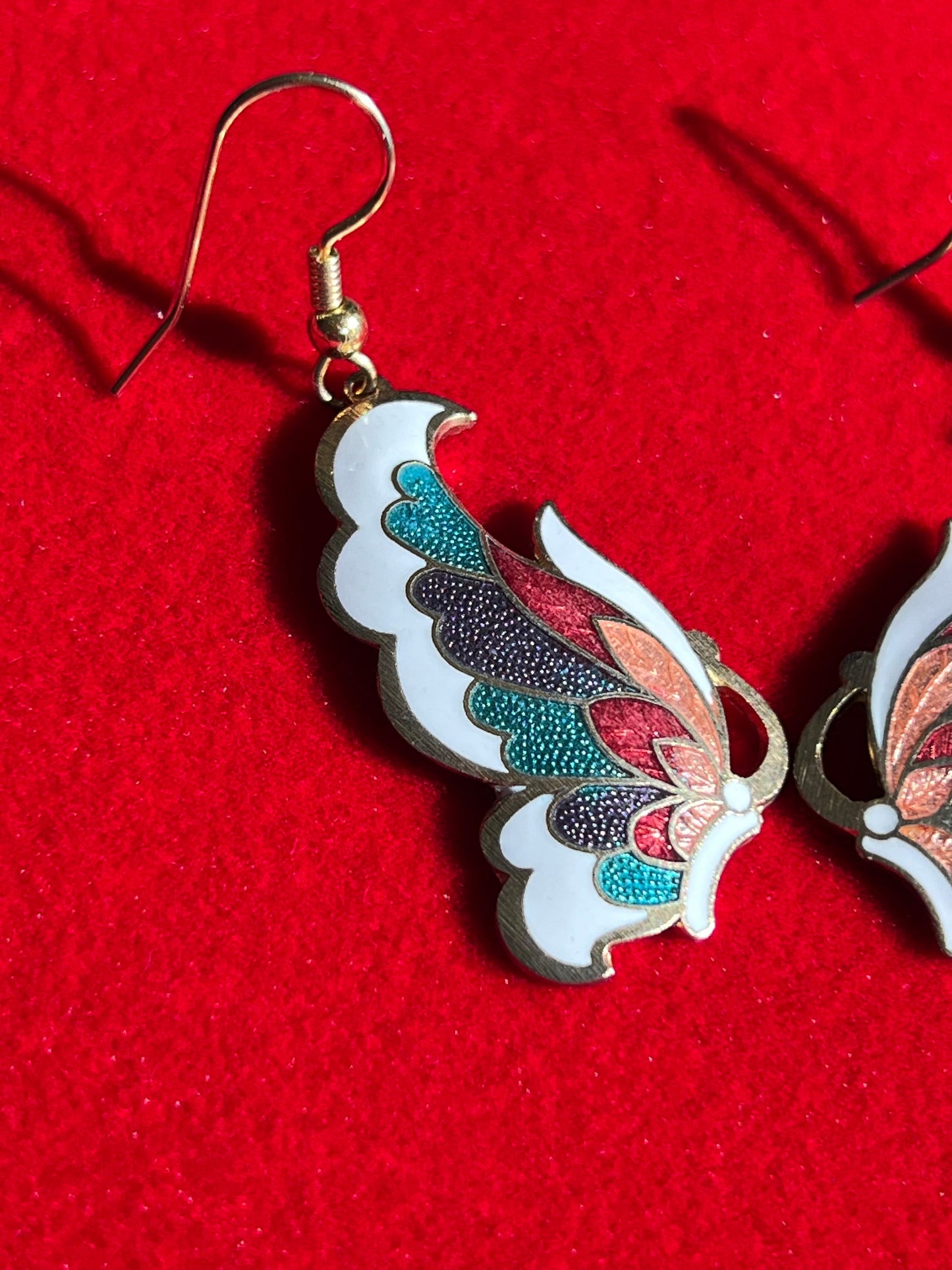 Vintage Enameled Butterfly Earrings: Gold Twist Jewelry