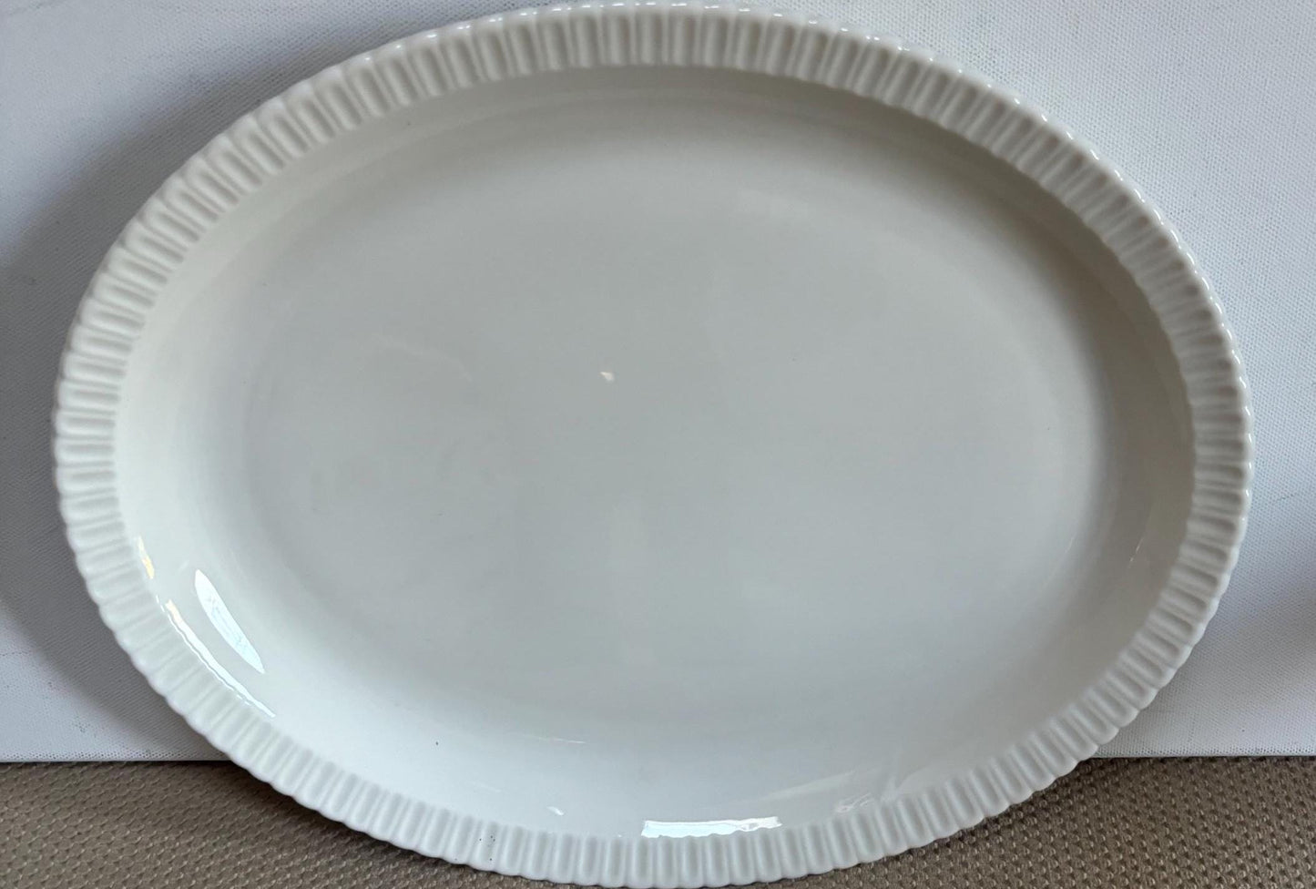 Vintage Shelledge White Large Platter with Narrow Flutes Edging Syracuse China Lover Antiques and Vintage
