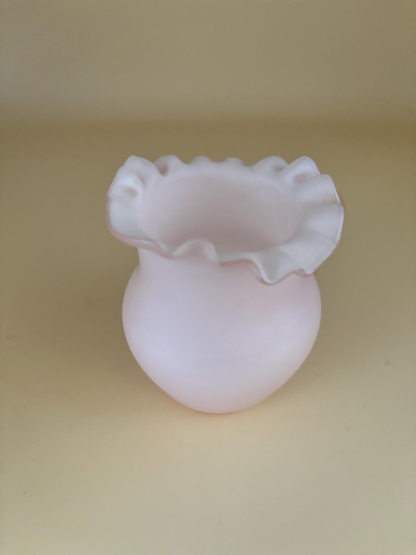 Antique Hobbs, Brockunier & Co. Pink Glass Ruffled Vase Light Pink Mini Pitcher with Handle Lover Antiques and Vintage