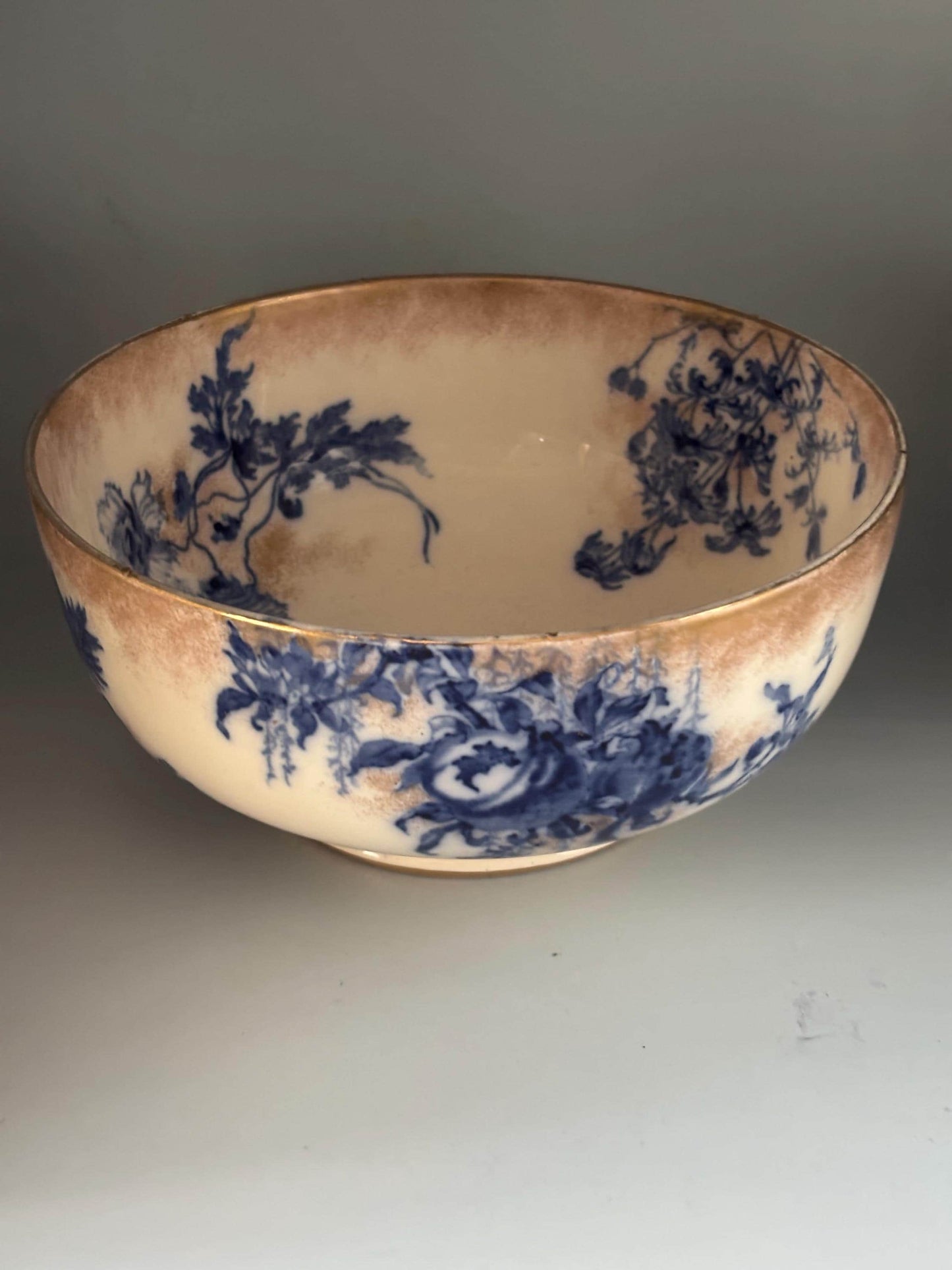 Antique Doulton Burslem Arundel Bowl, Cobalt Blue on Porcelain Bowl Lover Antiques and Vintage