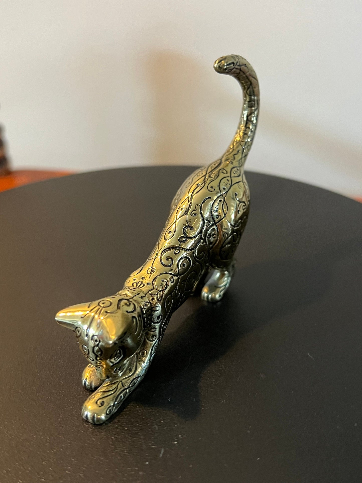 Vintage Brass Leopard Cat Figurine 1986 TFM The Franklin Mint Cats, Lover Antiques and Vintage