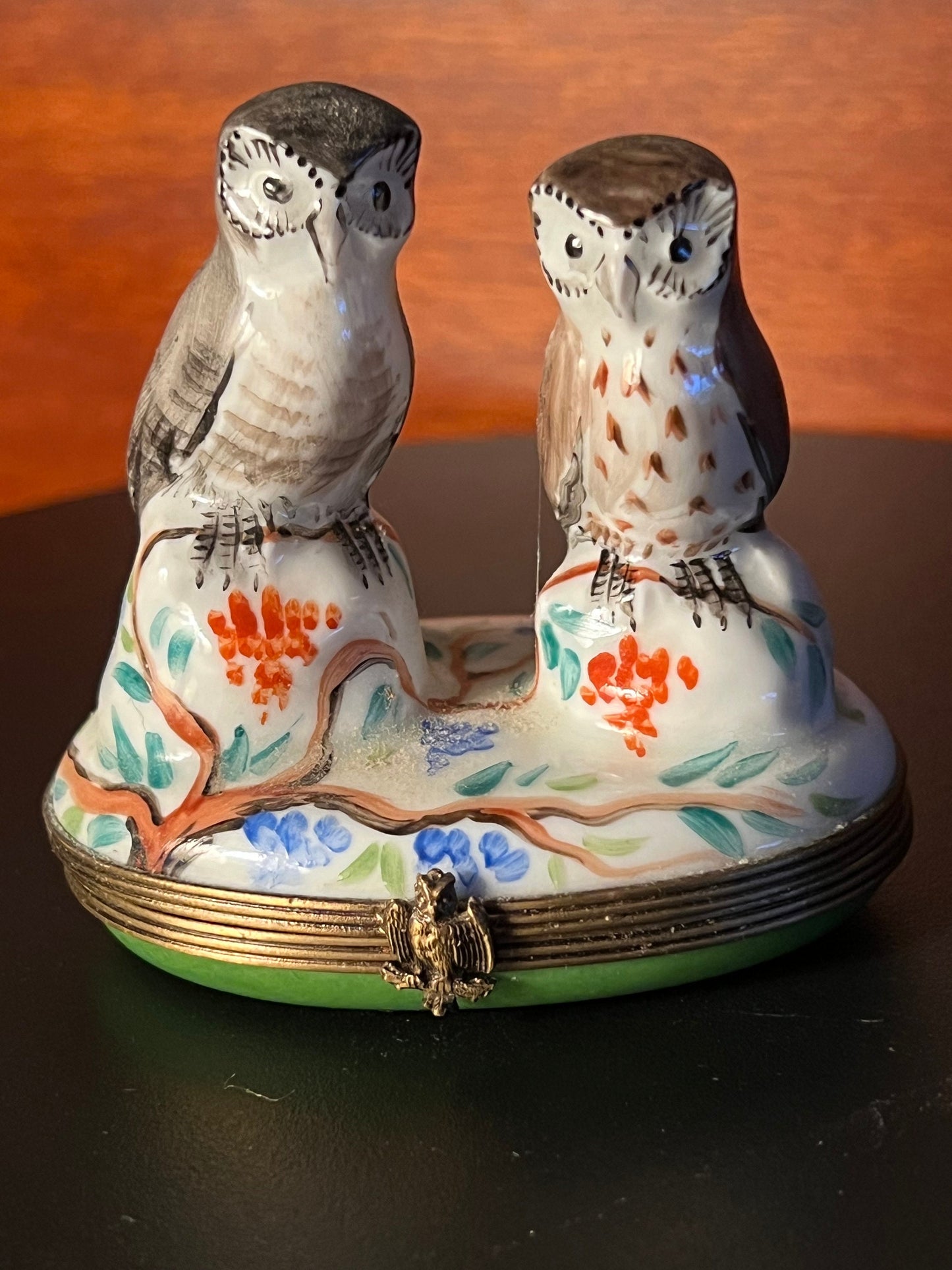 Vintage Limoges Owl Trinket Box: Chamart Peint Main France