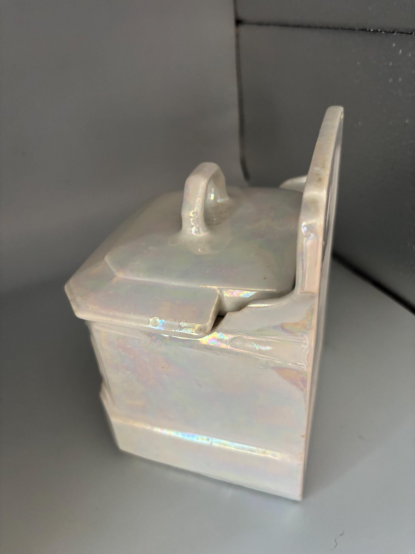 Mepoco Germany Lusterware Salt Box, Lover Antiques and Vintage