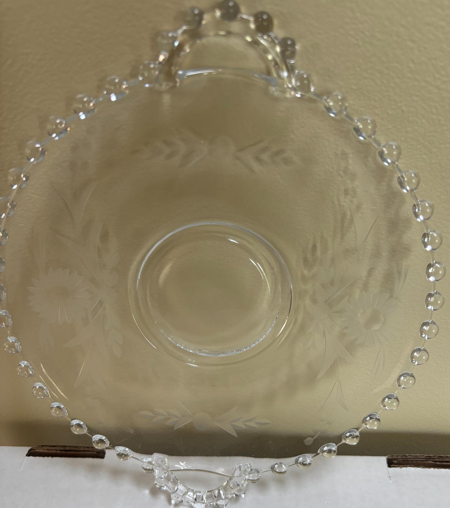 Antique Imperial Beaded Glass Candlewick Etched Glass Plate Platter Lover Antiques and Vintage